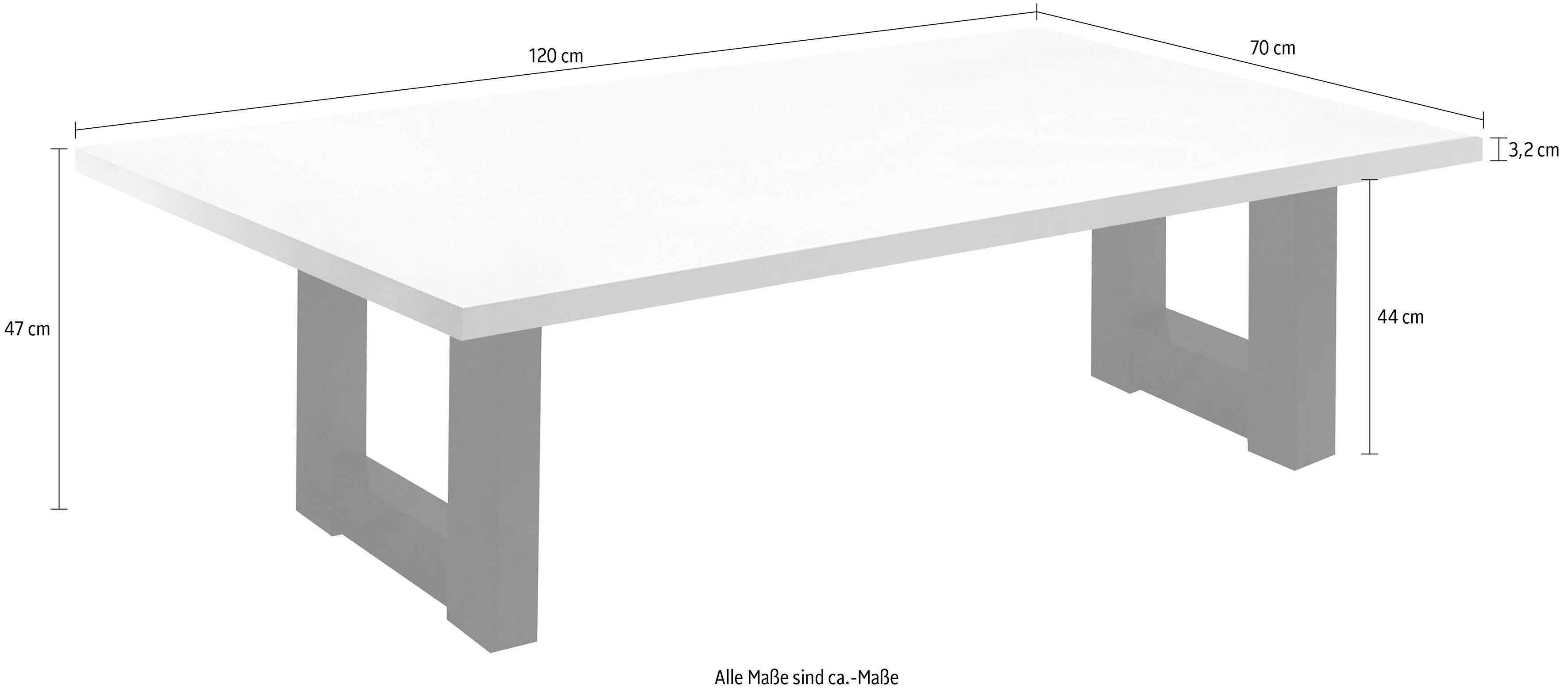 schwarzstahlfaben matt schwarzstahlfarben/weiß U-Gestell Couchtisch, | matt | Mäusbacher weiß