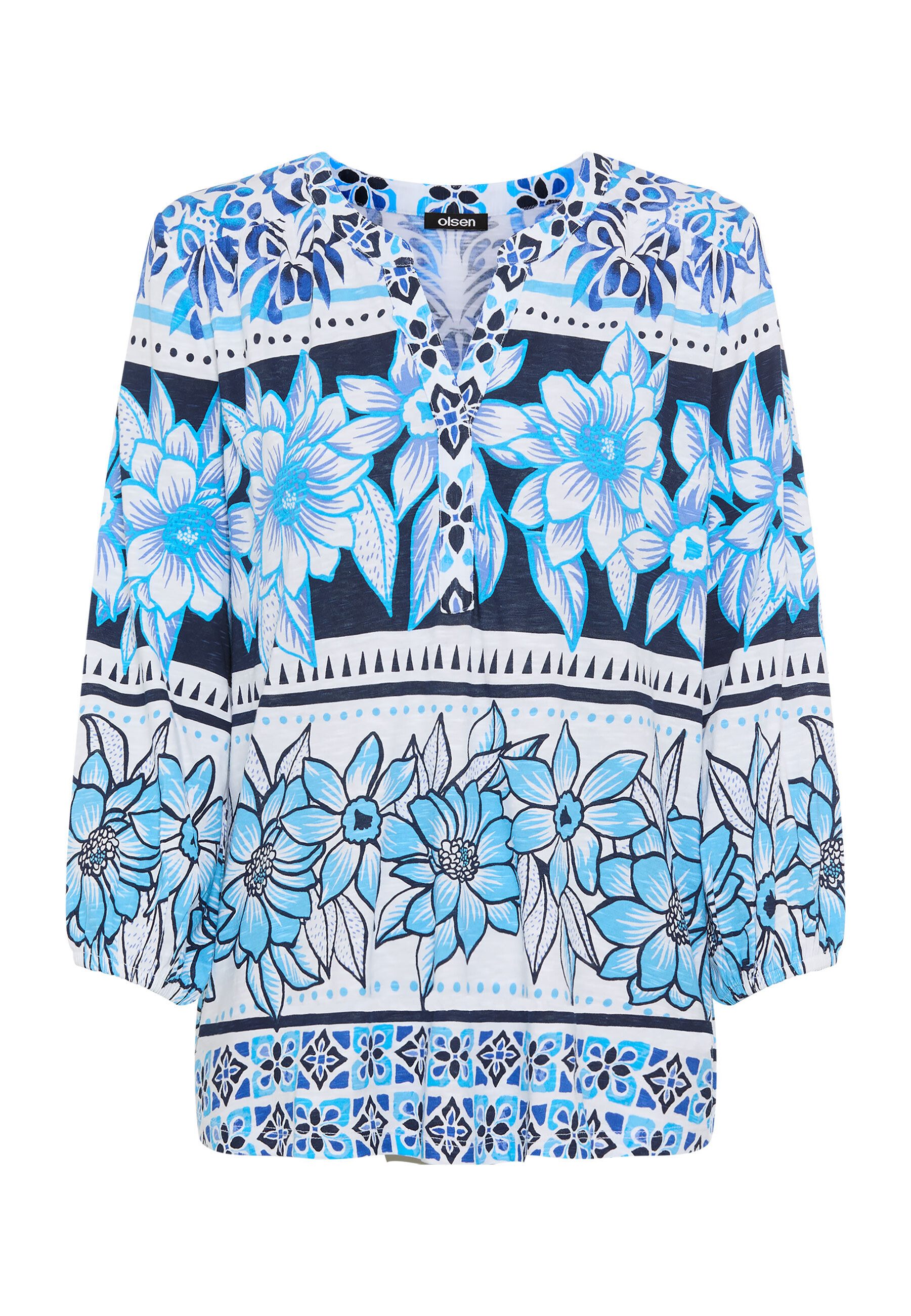Olsen Tunikashirt Shirt mit Tunikaausschnitt und Panneaux-Print