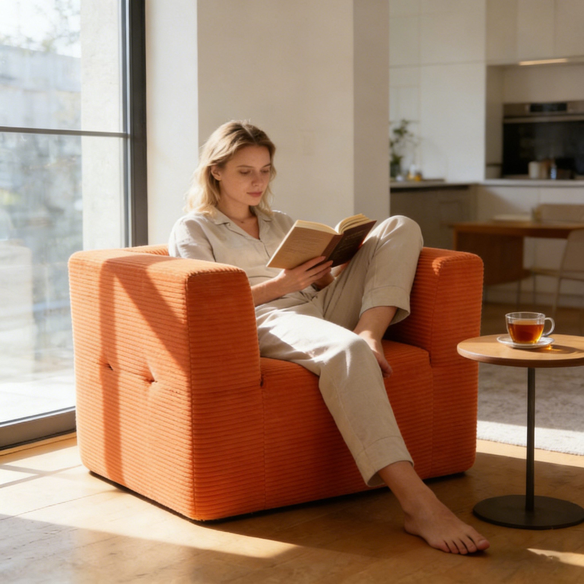 Happy Home Sofa Modernes Einzelsofa mit verstellbarer Rückenlehne armloser Relaxsessel