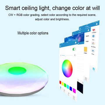 XDOVET Deckenleuchten LED Deckenleuchte,36W Warmweiß Dimmfunktion LED RGB + bluetooth, APP Musik Lautsprecher + Fernbedienung Schlafzimmer Lampe