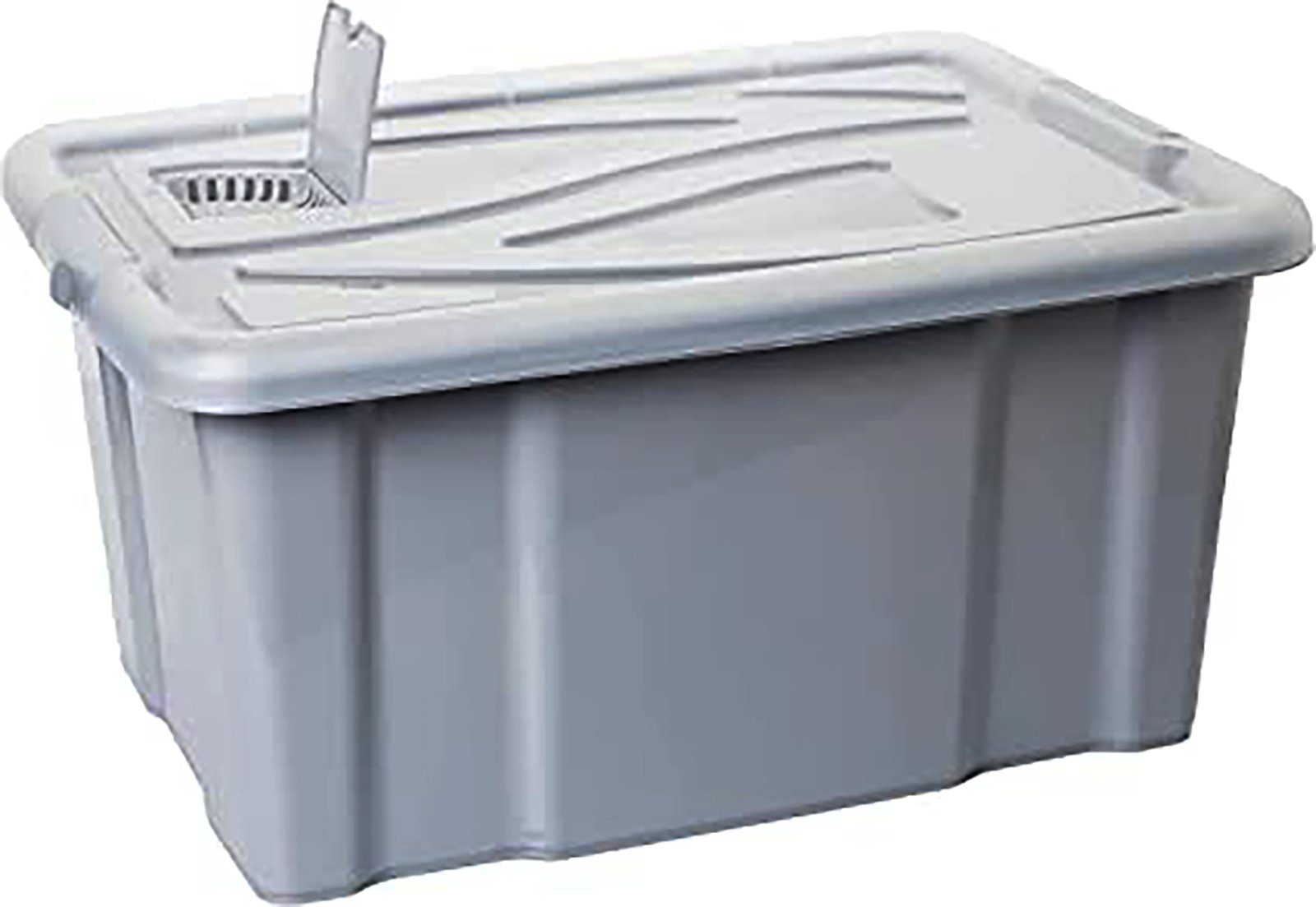 Centi Stapelbox 2 Stk. Aufbewahrungsbox mit Deckel 60L, Aufbewahrungsboxen, (Stk., 2 St., 61L x 45B x 31H cm 60 L), Aufbewahrung mit Deckel, Griffen und Lüftungsklappe, Farbe Grau