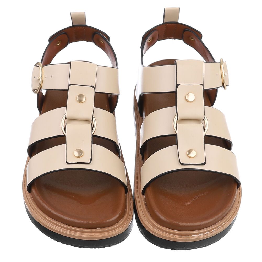 Ital-Design Bequeme Damen-Sandalen mit optimaler Passform Riemchensandalette (89323073) Flach Plateausandaletten in Beige