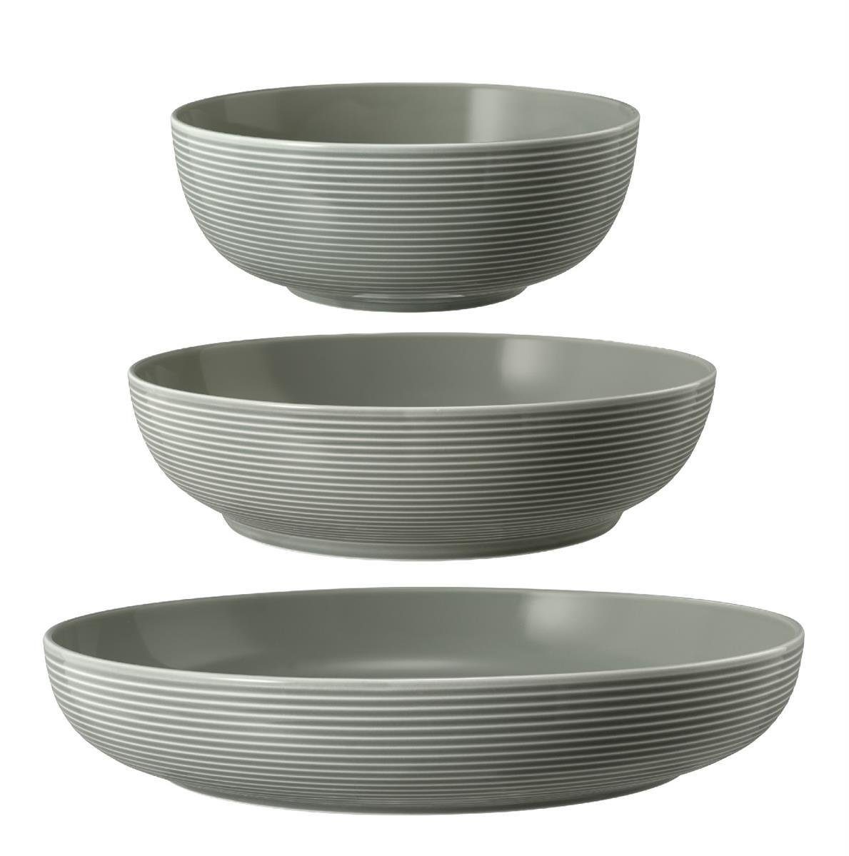Seltmann Weiden Schale Seltmann Weiden Beat Perlgrau Foodbowl Set 3tlg. 20/25/28 cm, Porzellan, (3 Schüsseln)