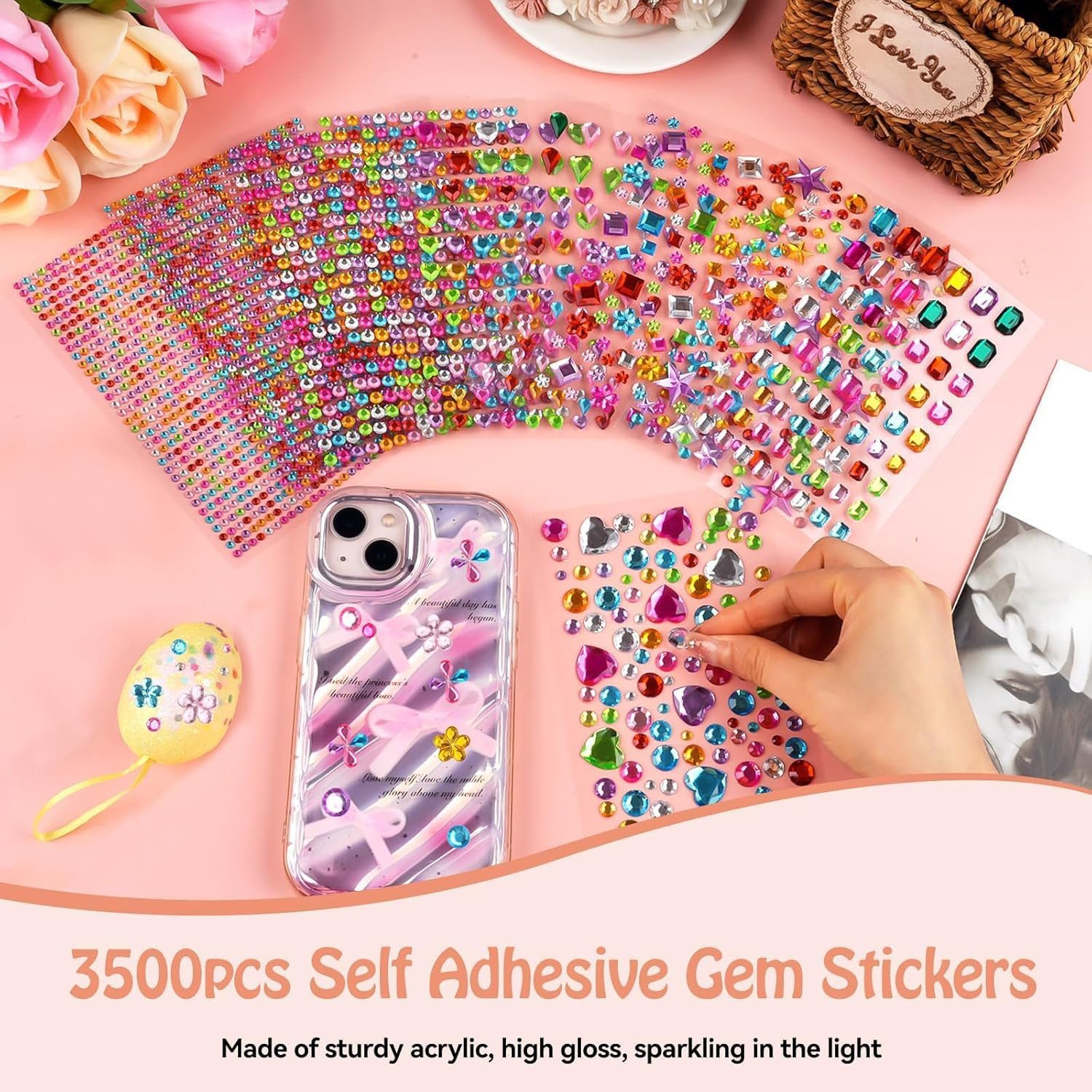 FELIXLEO Schmuckset 3514er Selbstklebende Glitzersteine Bastel Strasssteine günstig online kaufen