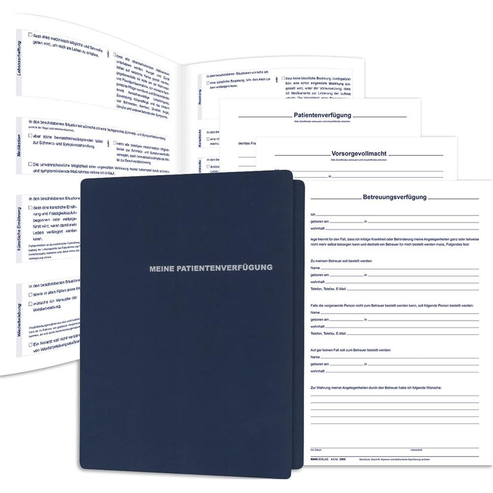 RNK Verlag Organisationsmappe Patientenverfügung für 2 Personen mit Vorsorgemappe, Für 2 Personen, Vorsorgevollmacht, FAQ-Erklärungen, Hinweiskarten