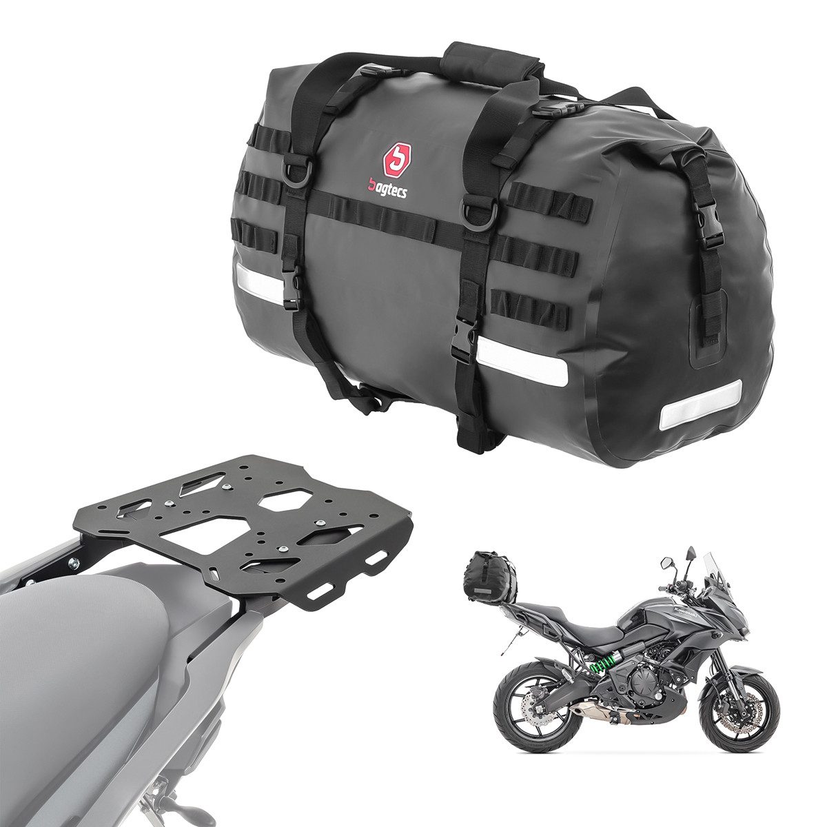 Bagtecs Topcase Set Gepäckbrücke + Hecktasche für Kawasaki Versys 650 14-26 XB50