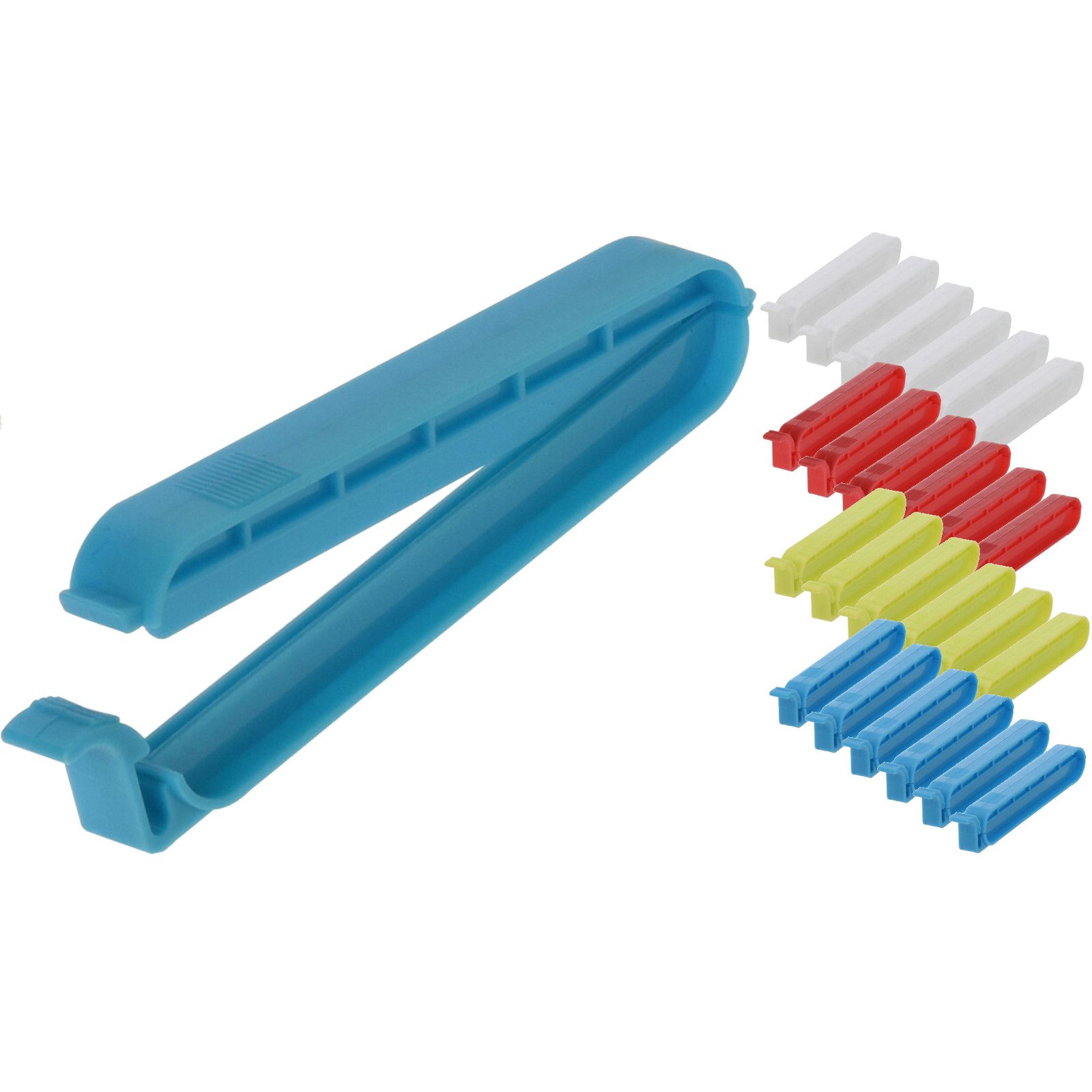 Koopman Verschlussklammer Frischhalterklammer Clips Beutelclips Kunststoff 24er Set (24-tlg), 10cm lang, 6x Grün, 6x Rot, 6x Weiß, 6x Blau