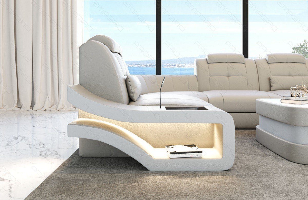 Couch Sofa mit Wohnlandschaft Leder Elegante Dreams Ledersofa U-Form Ledercouch, wahlweise Bettfunktion