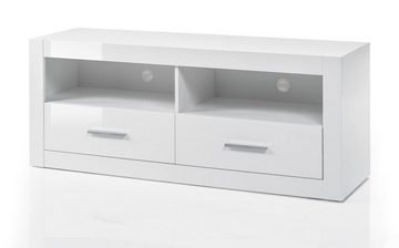 Furn.Design Lowboard Carrara (TV Unterschrank in weiß Hochglanz, mit Komforthöhe), auf Rollen