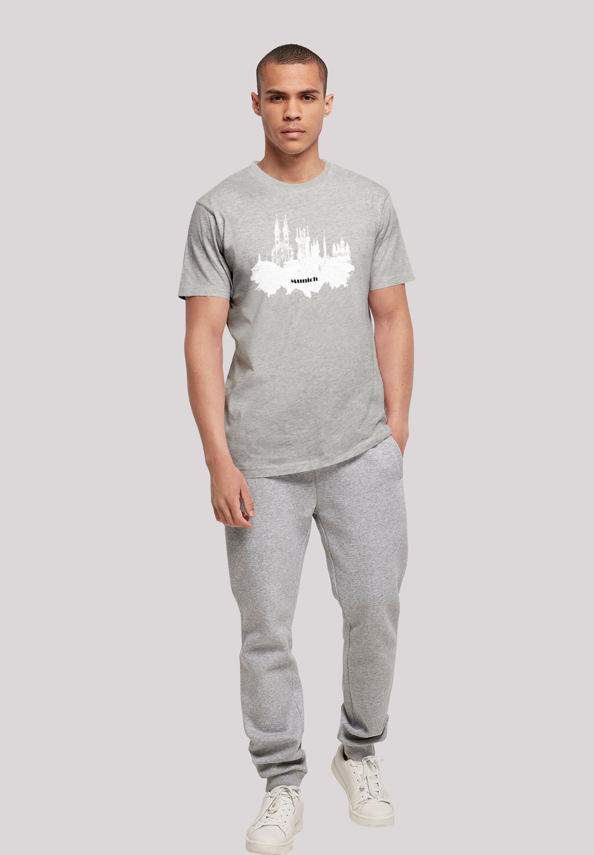 T-Shirt Collection - heather Cities Print skyline grey Munich F4NT4STIC
