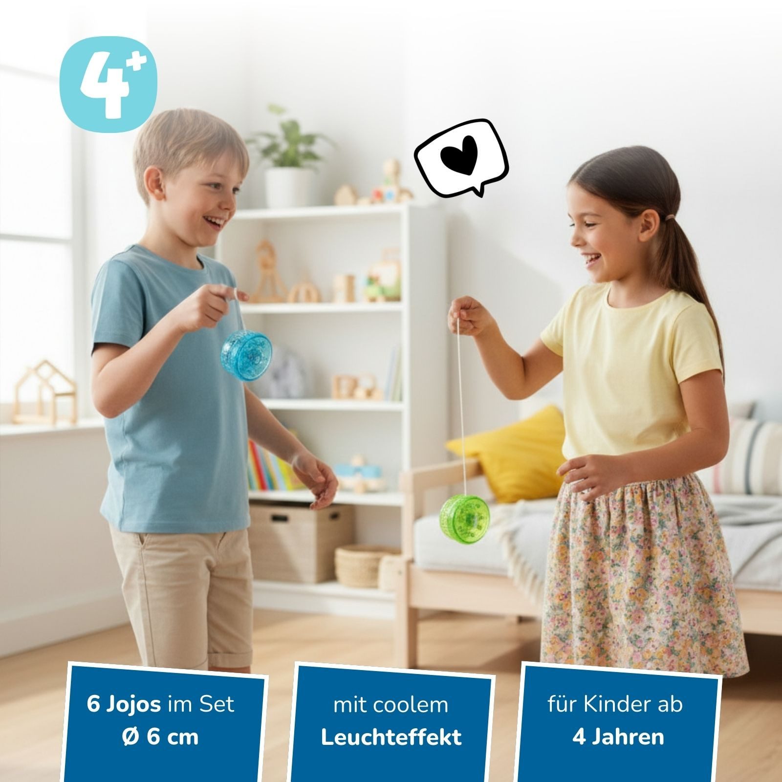 alldoro Fidget-Gadget LED Jojo, 6er Set, Yoyo mit Leuchteffekt, Geschicklichkeitsspielzeug, Ideal als Gastgeschenk oder Mitgebsel für Kindergeburtstag & Hochzeit