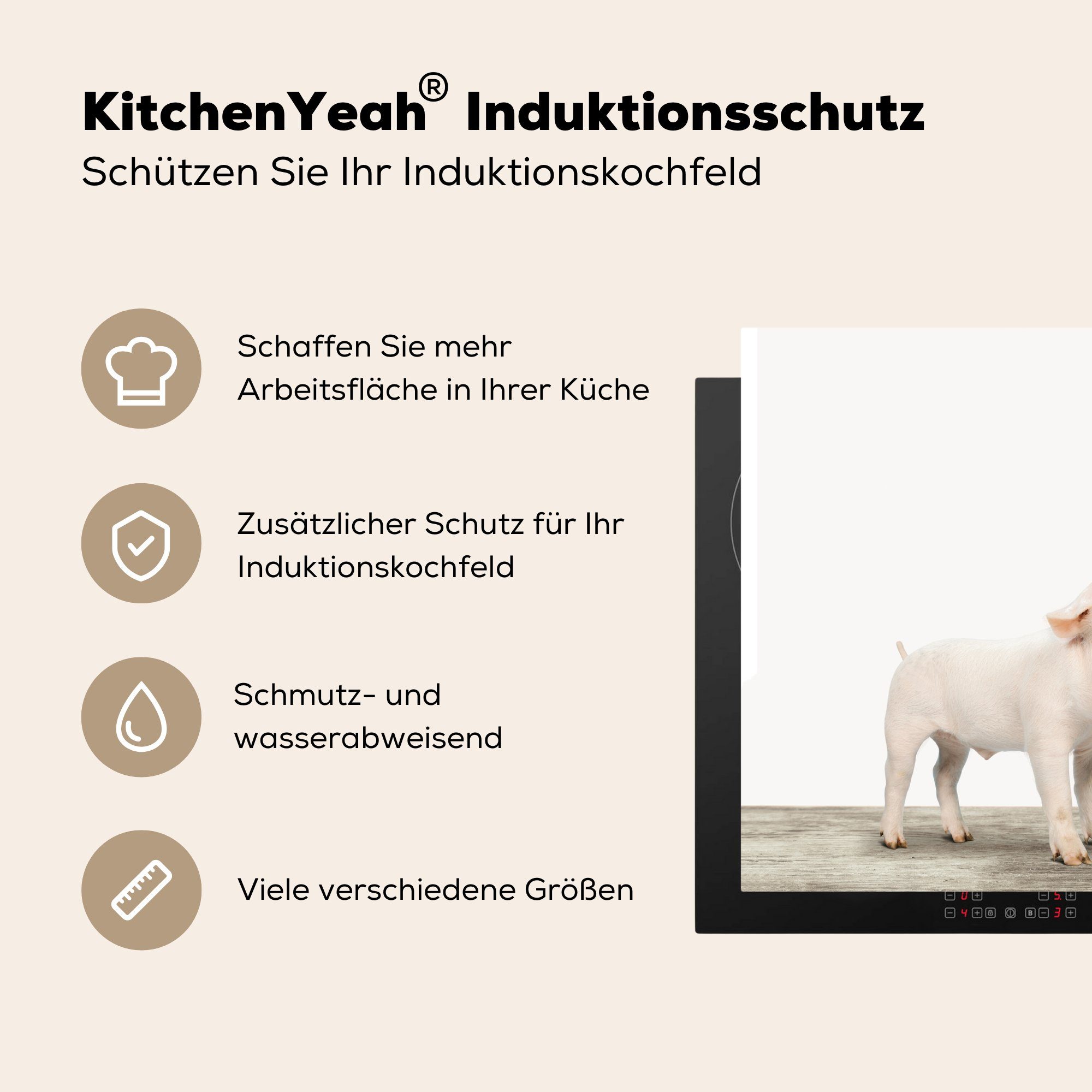 Schwein MuchoWow cm, küche Baby, - - Arbeitsplatte Herdblende-/Abdeckplatte Ceranfeldabdeckung, Vinyl, 78x78 (1 für Tiere tlg),