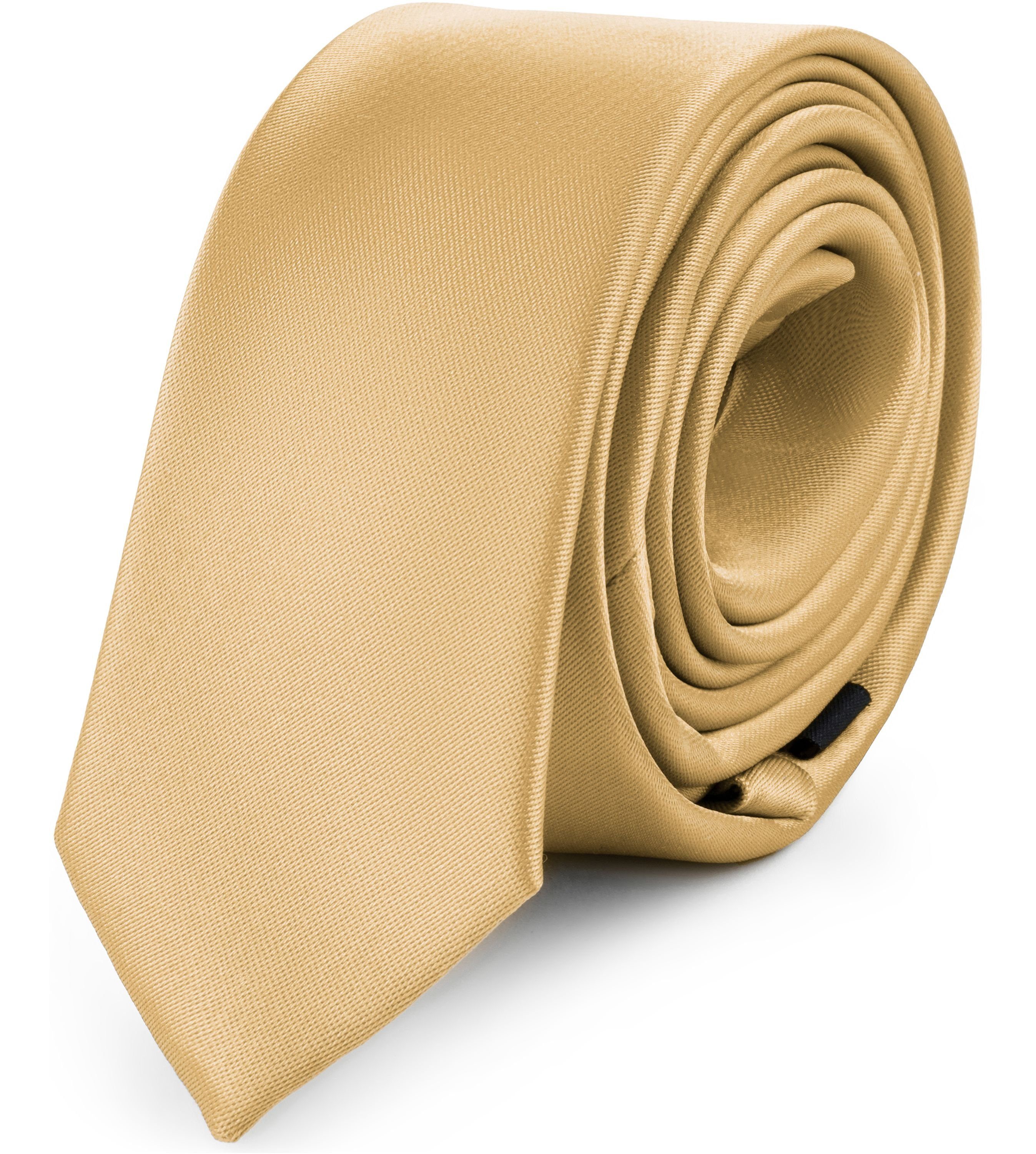 Ladeheid Krawatte Herren Schmale Krawatte SP-5 (150cm x 5cm) (Set, 1-St) Hellgold2