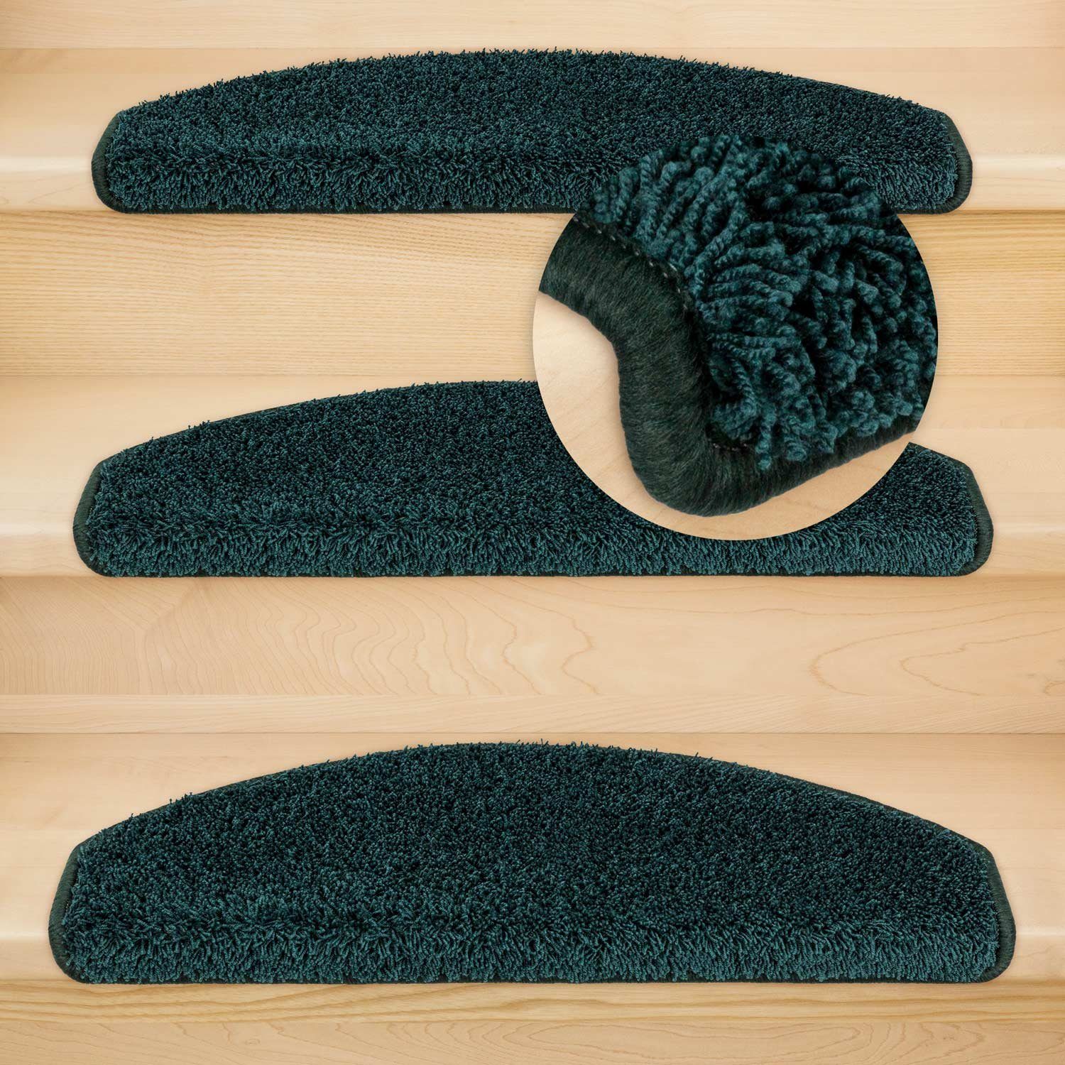 Metzker® Stufenmatte Shaggy Stufenmatten Emphoria Halbrund moosgrün 15 Stück, Halbrund, Höhe: 15 mm, 15 Stück im Set - Moosgrün