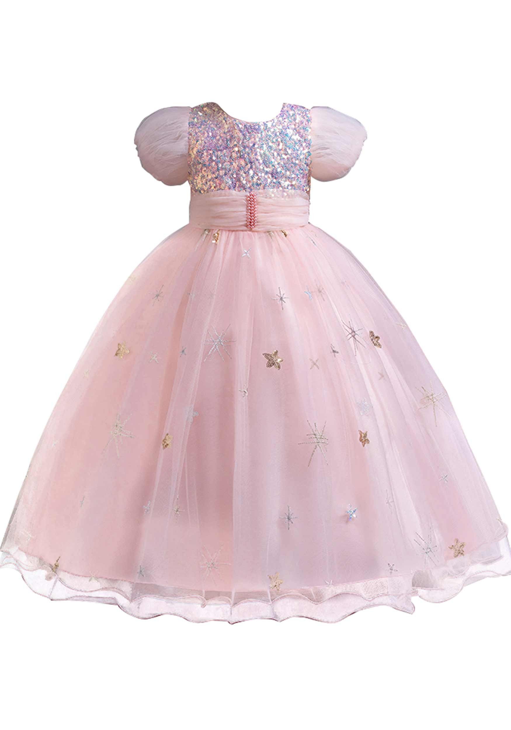 Daisred Abendkleid Tüllkleider Mädchen Prinzessinnenkleider Geburtstagsparty Rosa