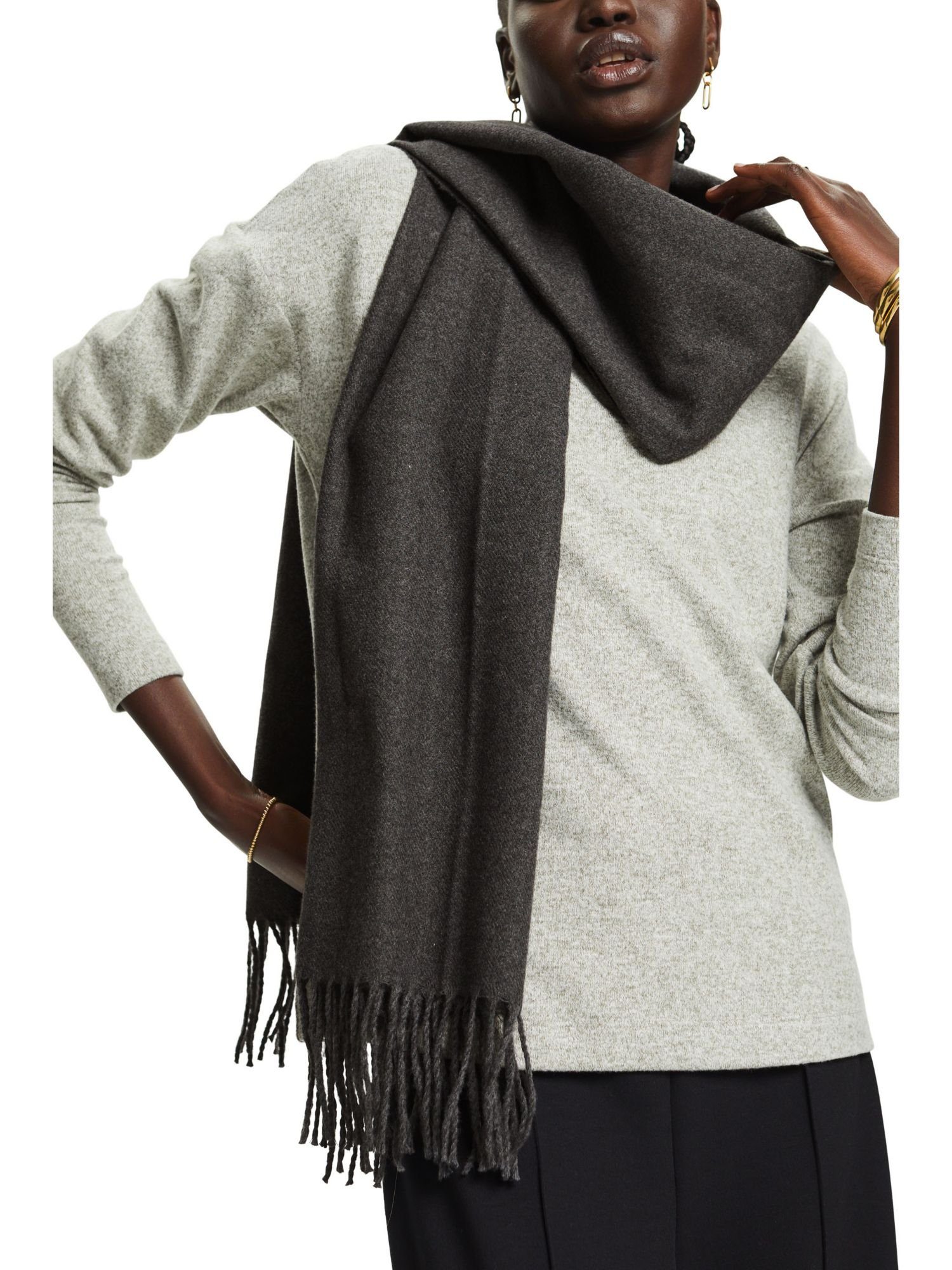 GREY Esprit DARK Fransenschal Modeschal