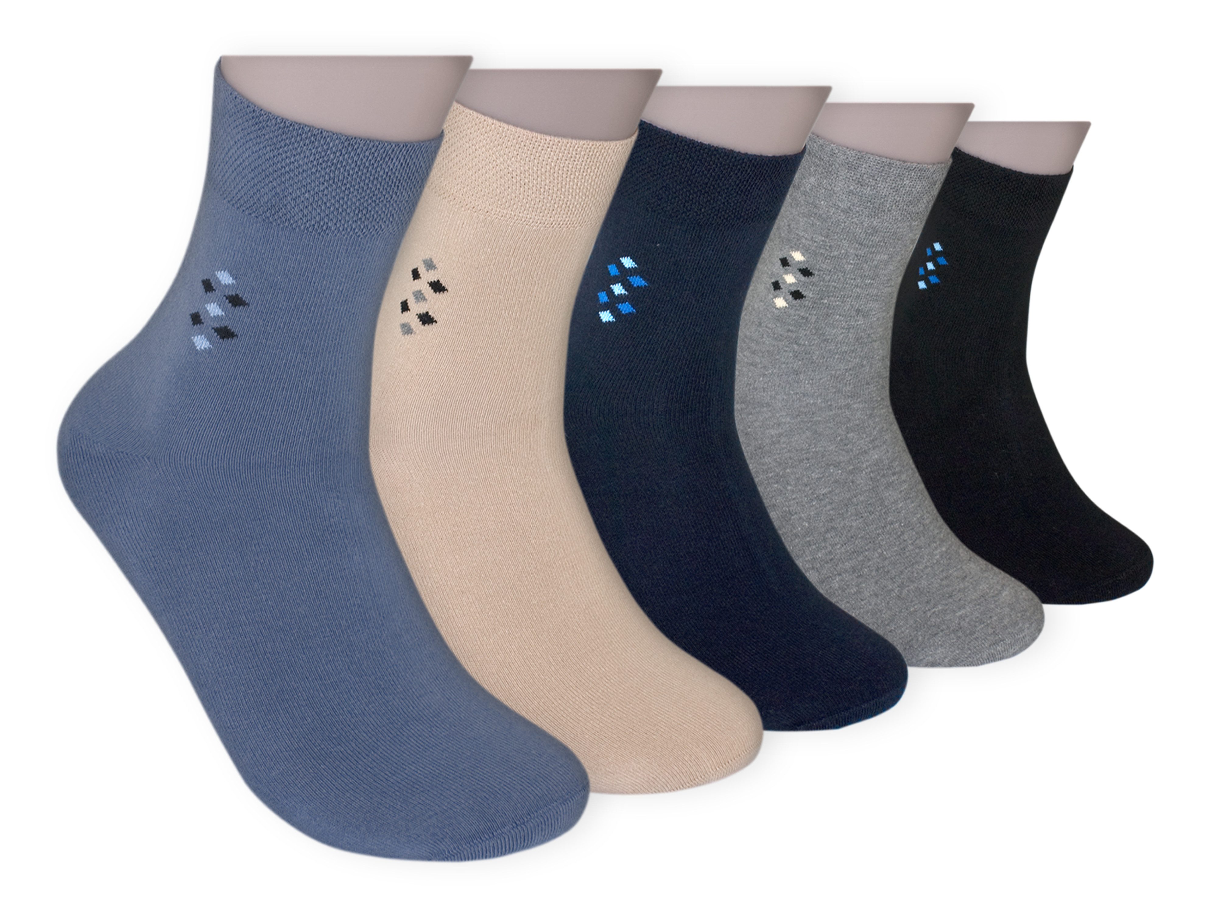 Die Sockenbude Kurzsocken KOMFORT - Herrensocken (Bund, 5-Paar, braun grau blau schwarz) mit Komfortbund ohne Gummi