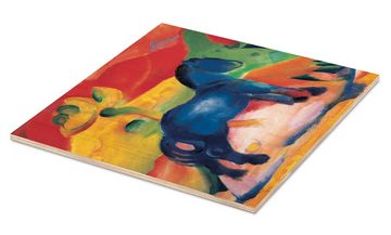 Posterlounge Holzbild Franz Marc, Das kleine blaue Pferdchen, Malerei