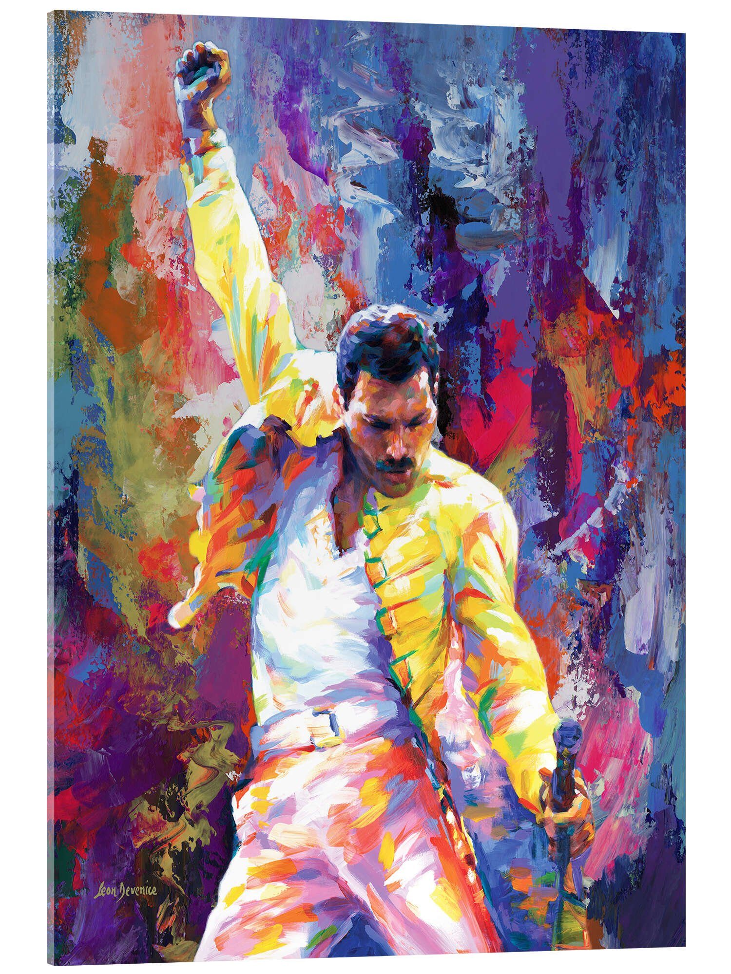 Posterlounge Acrylglasbild Leon Devenice, Freddie Mercury Pop Art Porträt, Wohnzimmer Modern Malerei