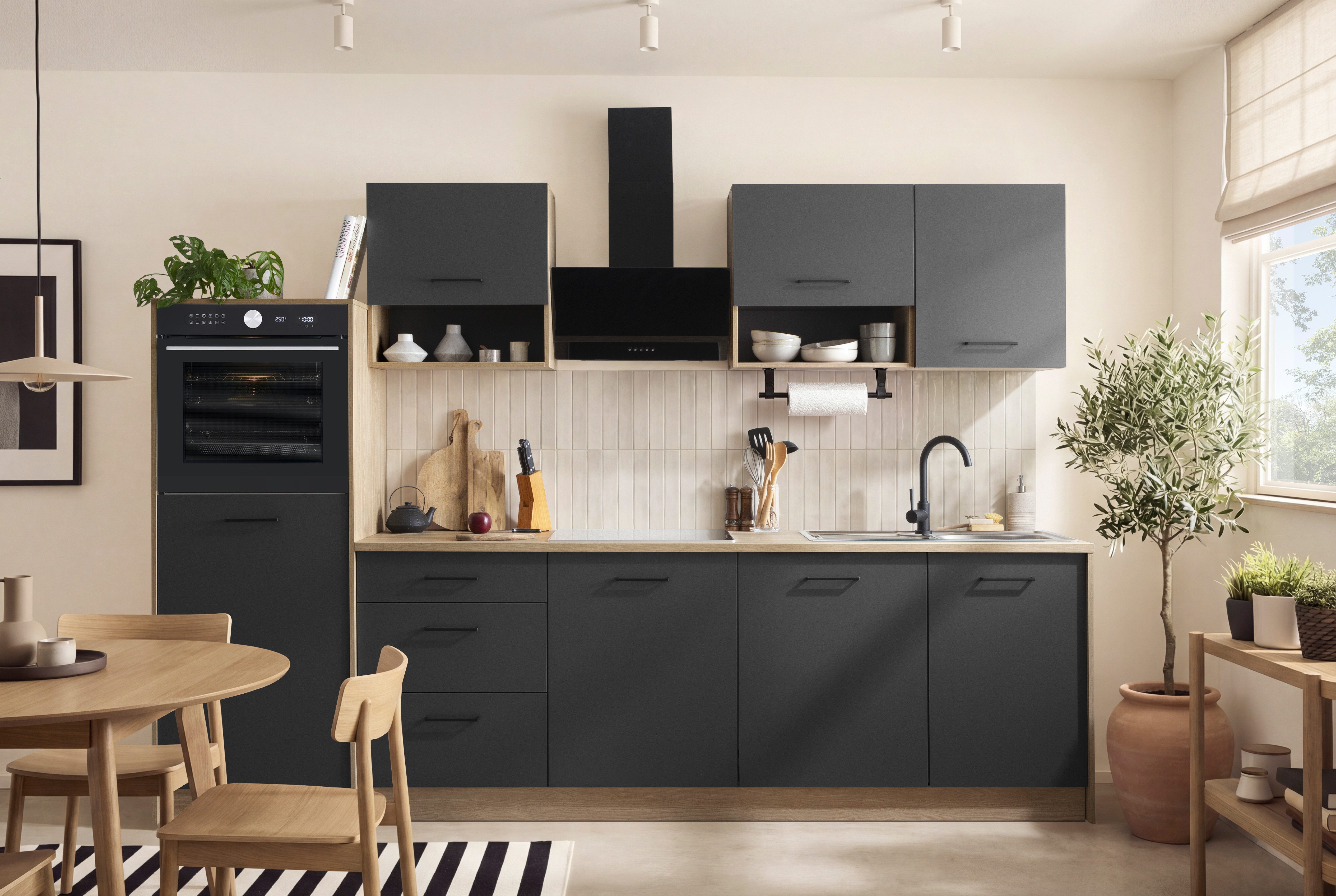 KOCHSTATION Küchenzeile KS-Kolari, Küchenblock Made in Germany, Breite 290 cm, wahlweise mit Hanseatic-E-Geräten