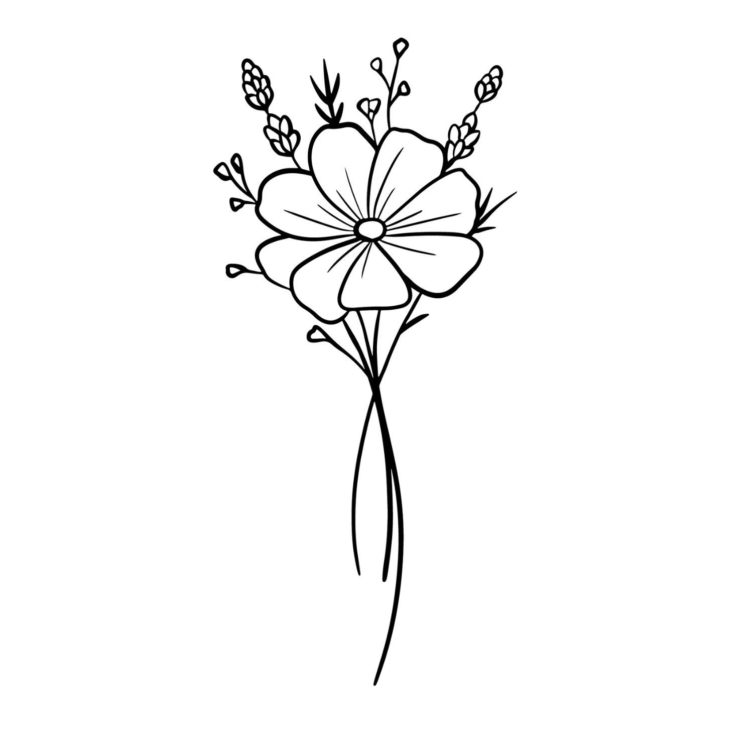 Inkster Schmuck-Tattoo Kleine Mohnblume Tattoo, Vegane & EU-Kosmetikzertifizierte Farbe, wasserfestes temporäres Tattoo, 2 Wochen Halt
