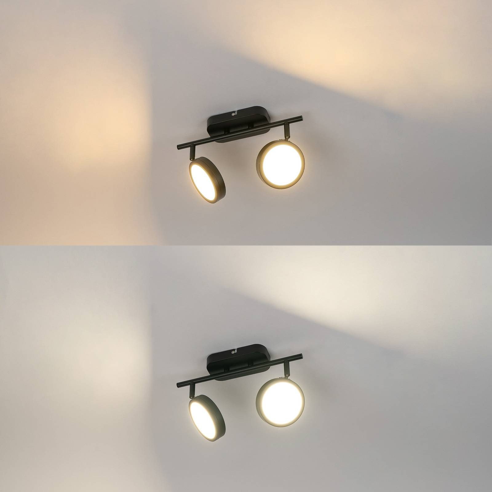 Lindby LED Einbaustrahler Neros, Leuchtmittel Modern, / Metall, 2 Schwarz, flammig, inkl. GX53 Eisen, Farbwechsel inklusive, tageslicht, Leuchtmittel, warmweiß