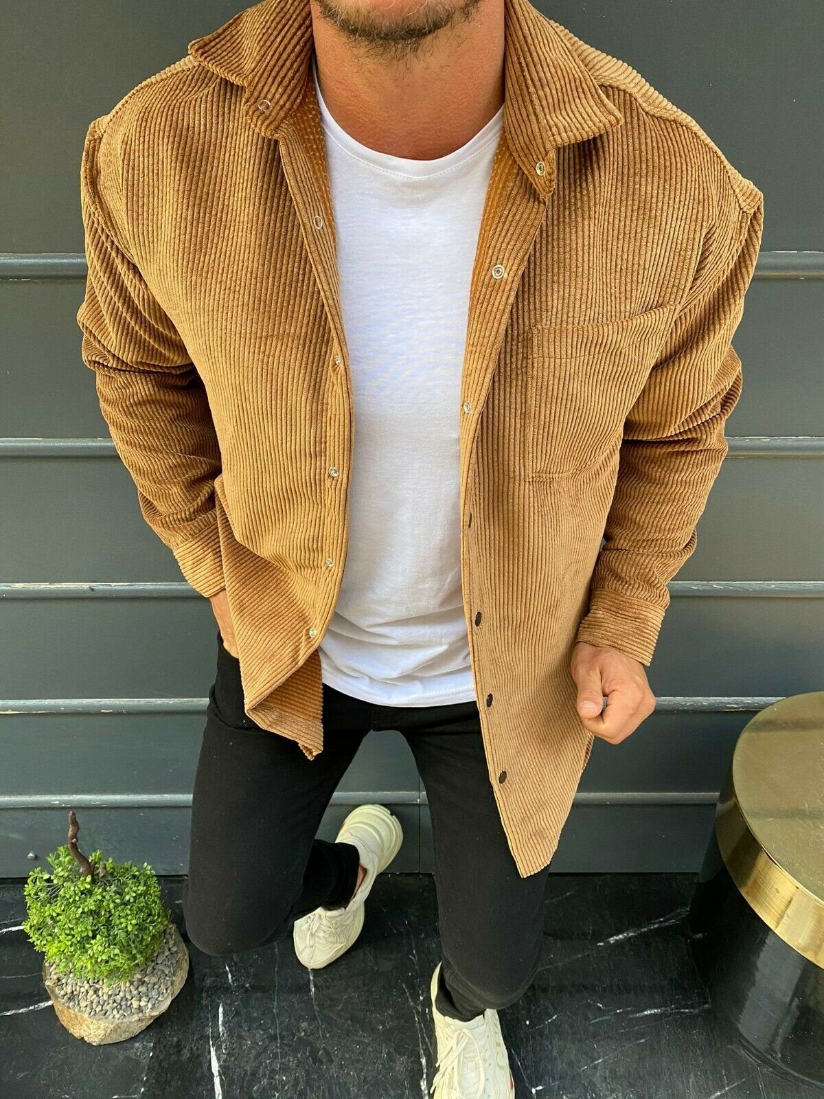 Megaman Jeans Langarmhemd Herren Cord Hemd Oversize Baumwolle Hemdjacke günstig online kaufen