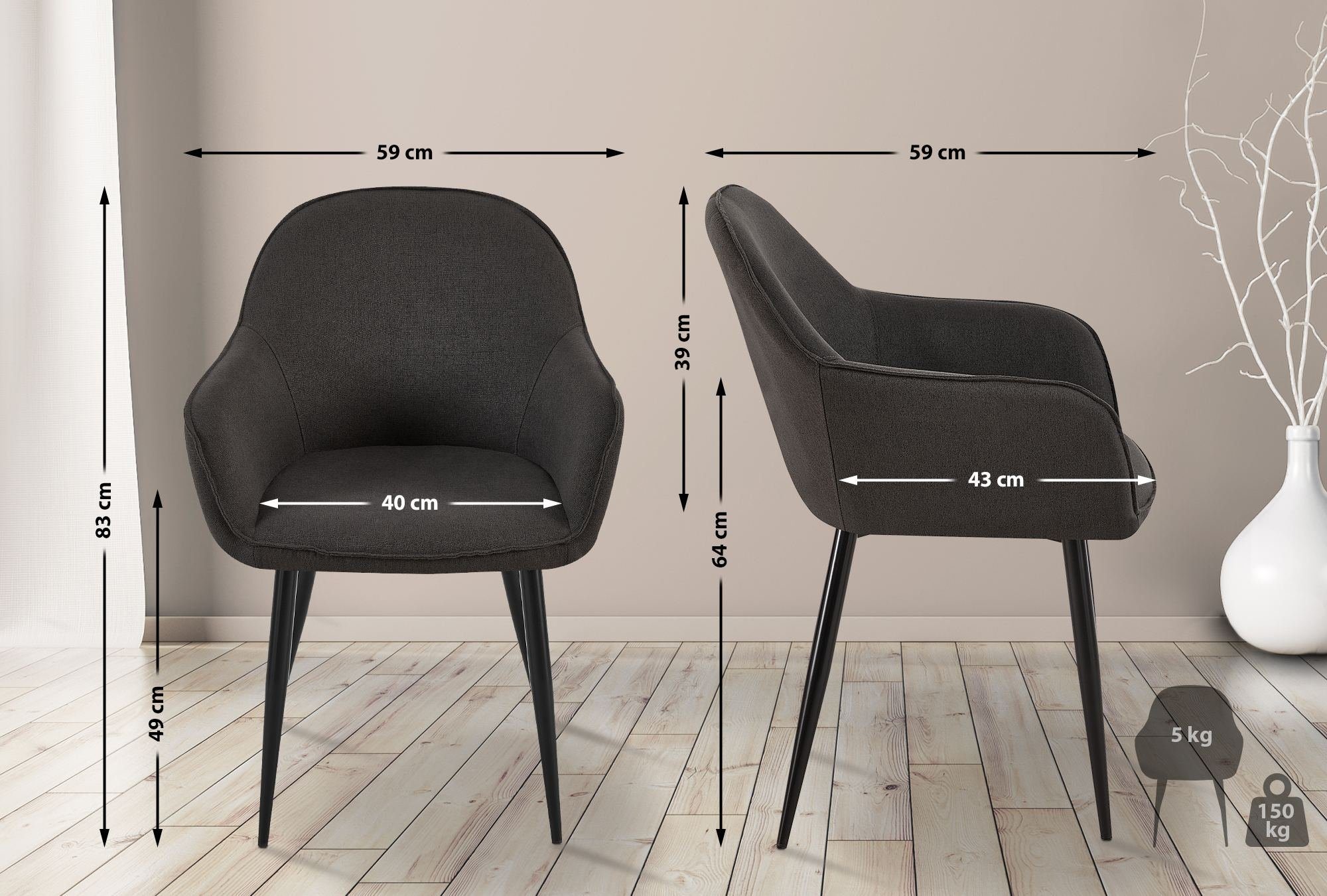 CLP Esszimmerstuhl Boise, Polsterstuhl, Metallgestell und Stoffbezug günstig online kaufen