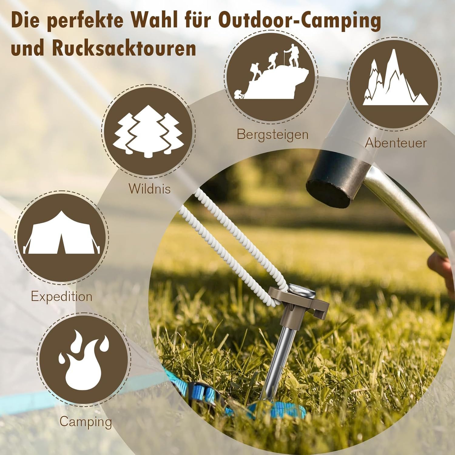 UE Stock Zelthering 12 Aluminium Zeltheringe mit Aufbewahrungstasche Erdnägel 24,9 cm