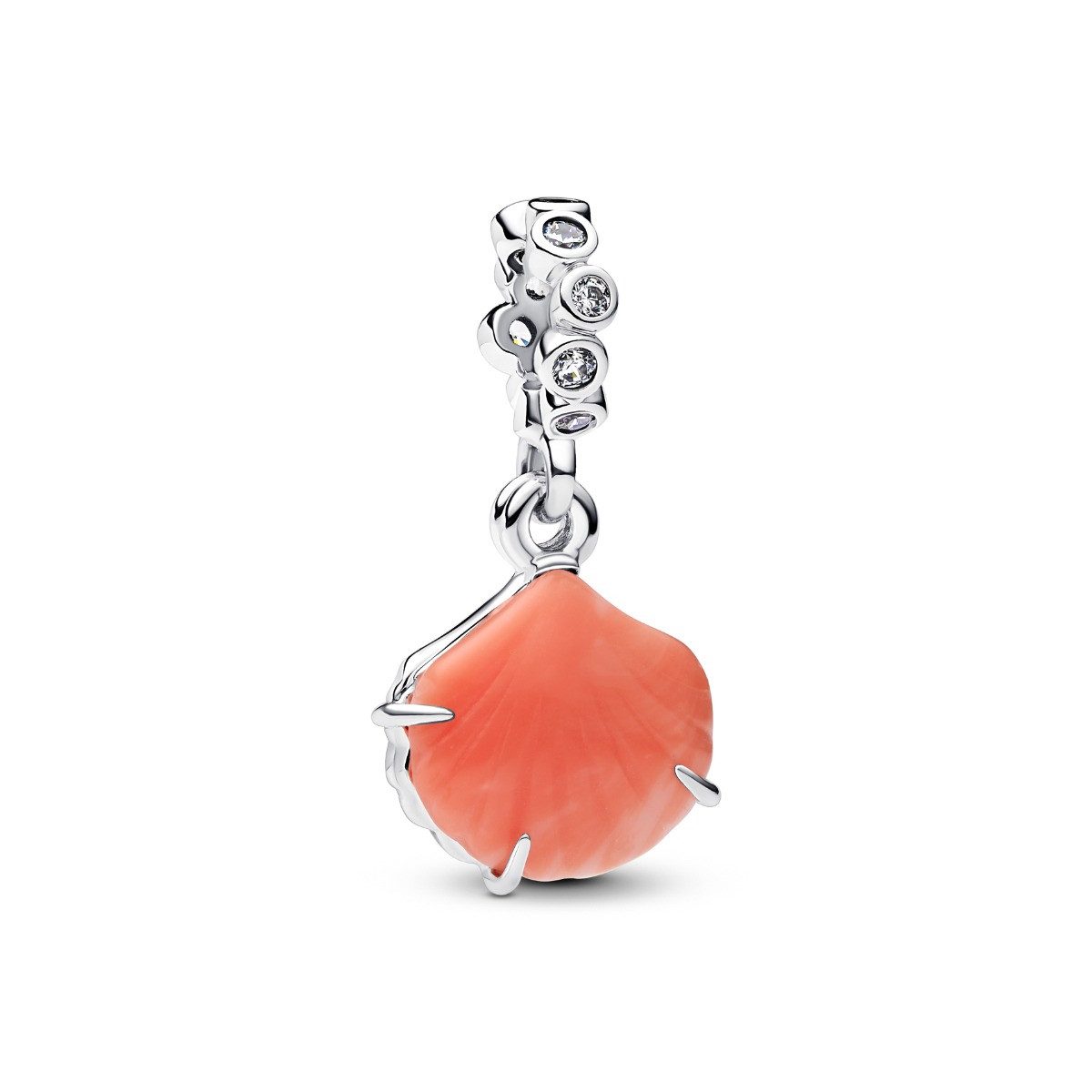 Pandora Charm-Einhänger Pandora Charm-Anhänger Doppelte Korallenrote Muschel Silber 793821C01