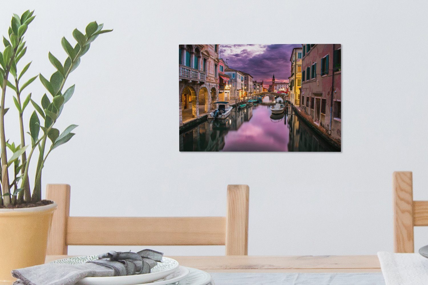Venedig, OneMillionCanvasses® Leinwandbild St), 30x20 Wanddeko, Wasser Aufhängefertig, - Wandbild Italien cm Leinwandbilder, - (1
