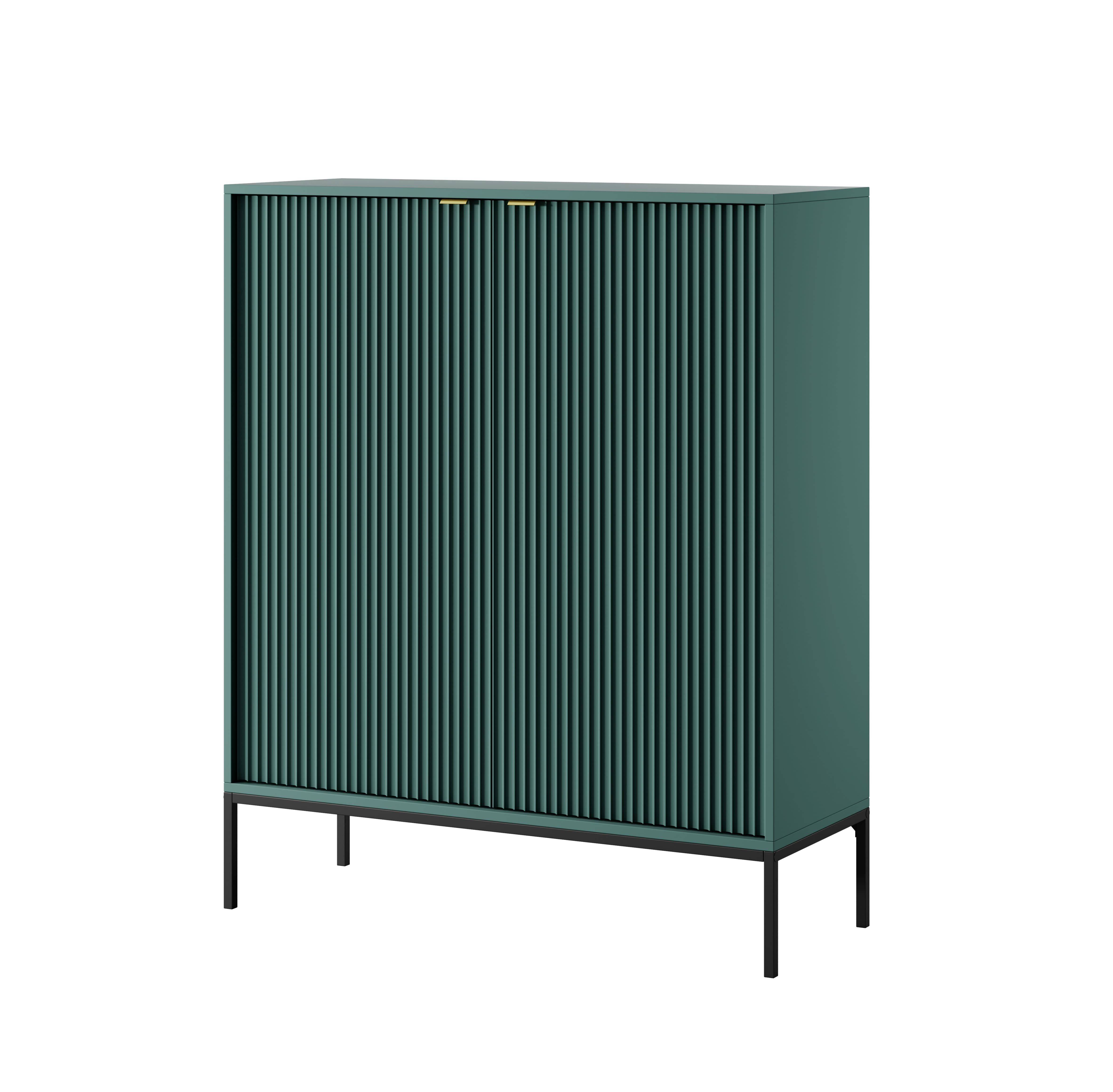 MOEBLO Kommode Light K104 (Moderne Aufbewahrung mit goldenen/schwarzen Metallbeinen, ABS-geschützter Oberfläche und praktischen Einlegeböden, Zweitürige Kommode Elegante für Ihr Wohnzimmer), (HxBxT):83x104x39cm
