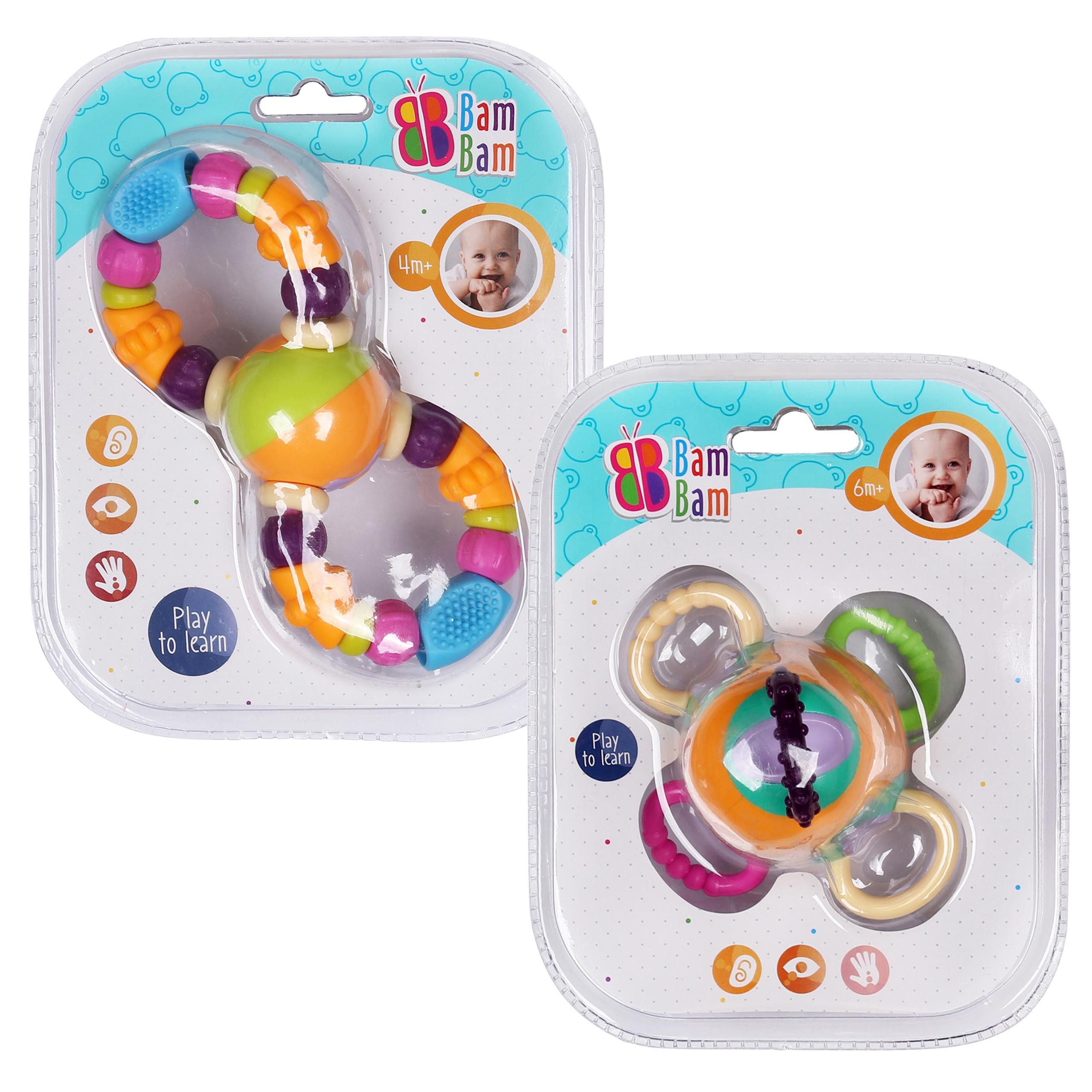 BAM BAM Rassel Baby-Set: 2x Rassel - Perlen, Bam Bam Ball