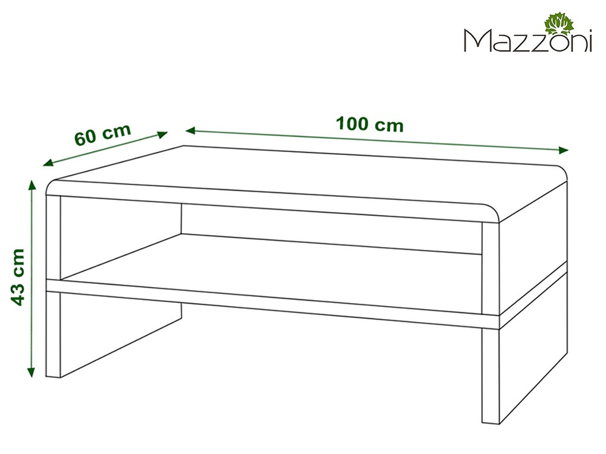 Hochglanz Tisch Rock Beton / Couchtisch Mazzoni 100x60x43cm Design Wohnzimmertisch Weiß