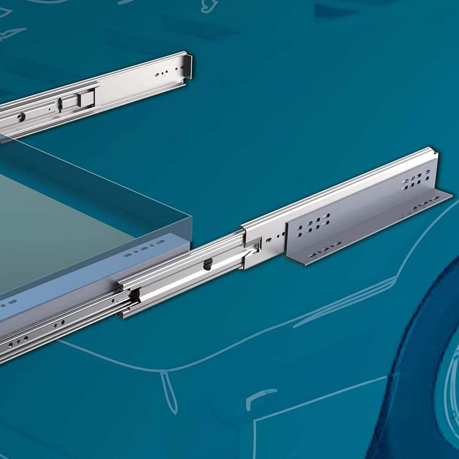 SO-TECH® Möbelbeschlag Montagewinkel KW-200-H76-L184 Stahl verzinkt Länge 184 mm, für Boden- & Plattformmontage der Vollauszüge KV2-200-H76-NF