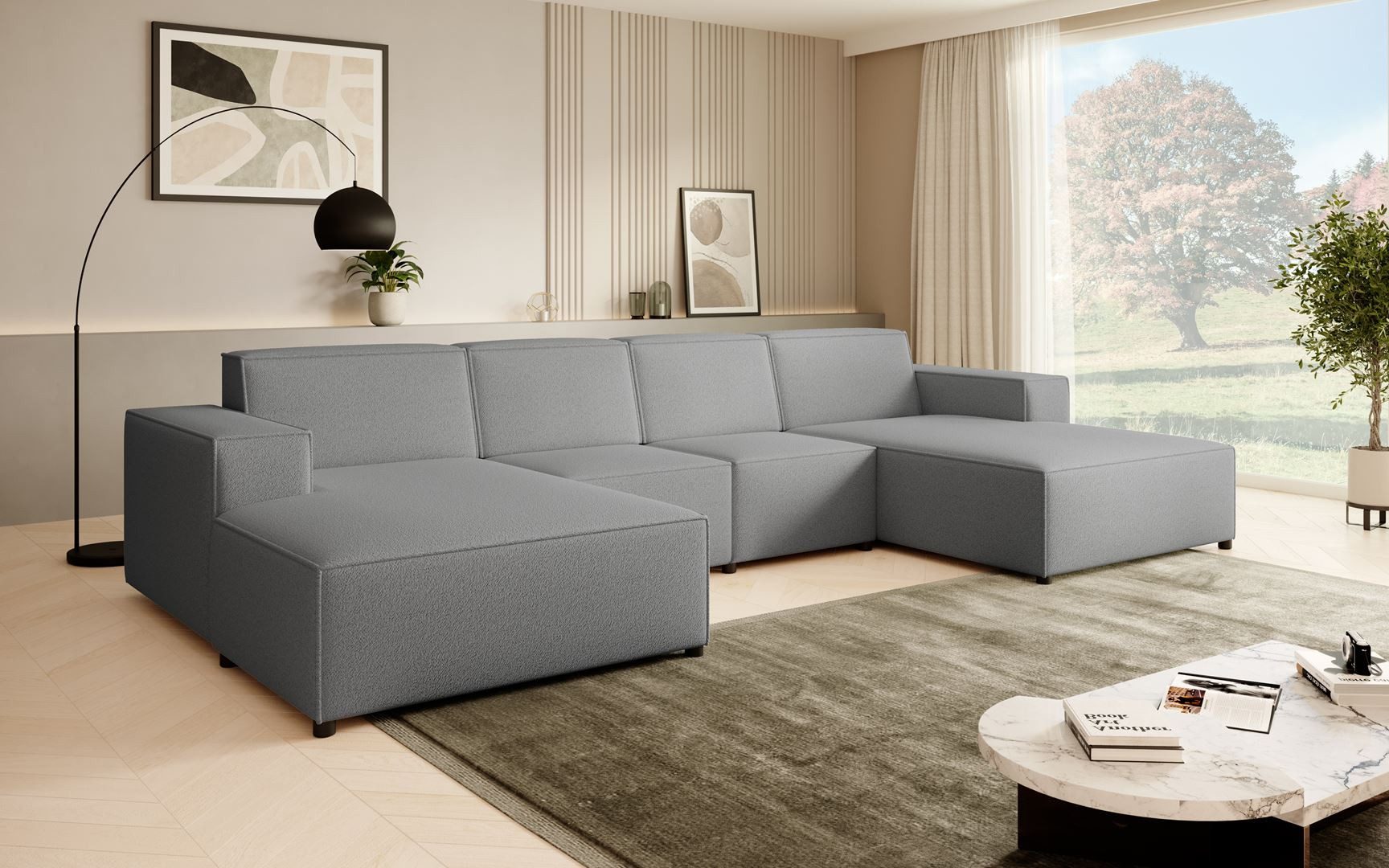 Beautysofa Ecksofa PEDRO U, Freistehendes Möbel, breite Ottomane, modernes Design