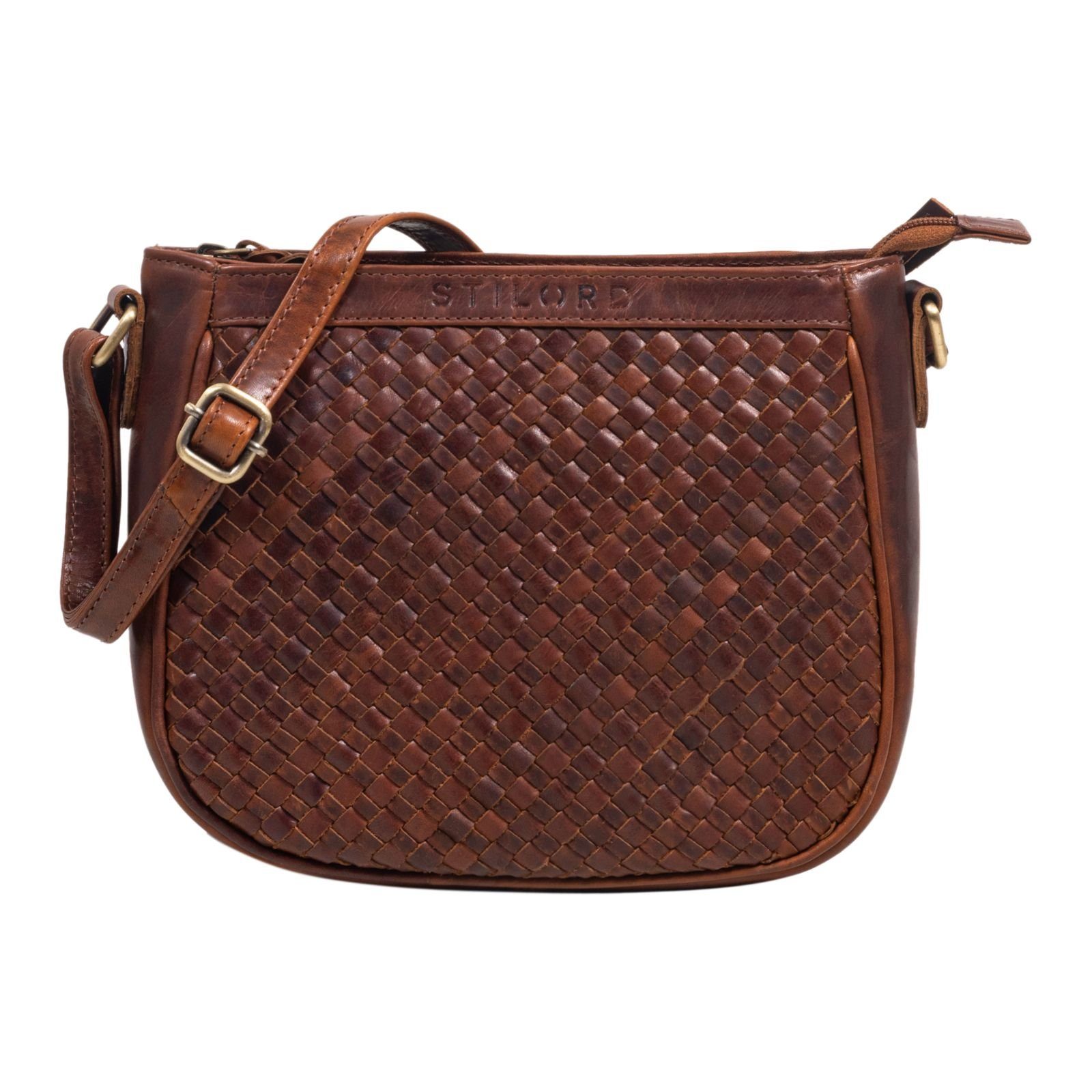 STILORD Handtasche "Madita" Kleine Damen Handtasche Leder geflochten