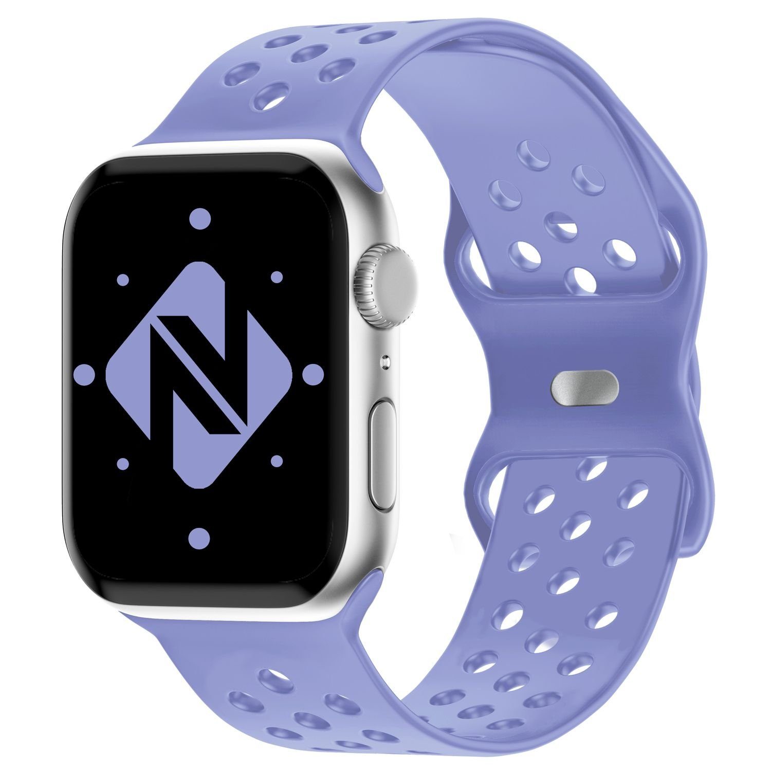 Nalia Smartwatch-Armband Apple Watch 38mm/40mm/41mm, Gelochtes Silikon Ersatzband / für Sport Fitness Uhr / Atmungsaktiv Lavendel