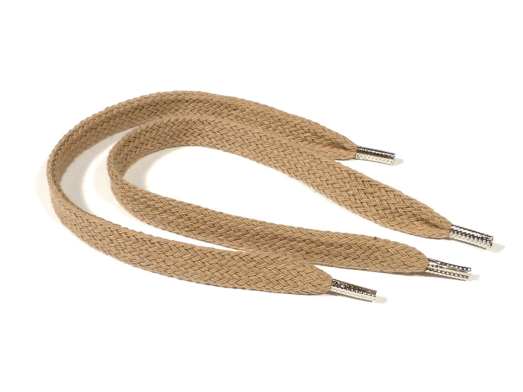 Rema Schnürsenkel Rema Schnürsenkel Beige - flach - ca. 8-10 mm breit für  Sie nach Wunschlänge geschnitten und mit Metallenden versehen