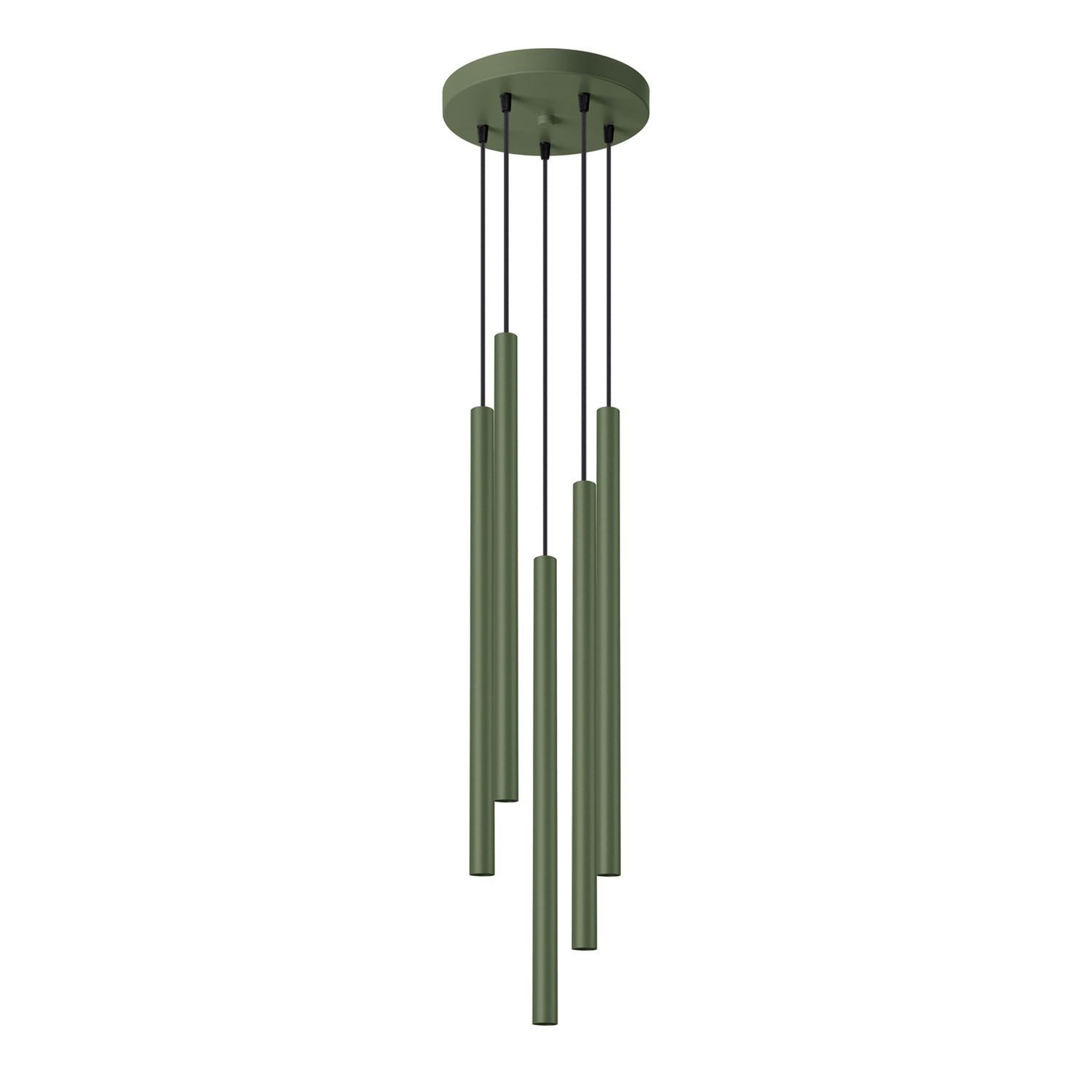 Licht-Erlebnisse Pendelleuchte PETERA, ohne Leuchtmittel, Metall G9 B: 25 cm H: max. 104 cm Olivgrün Modern