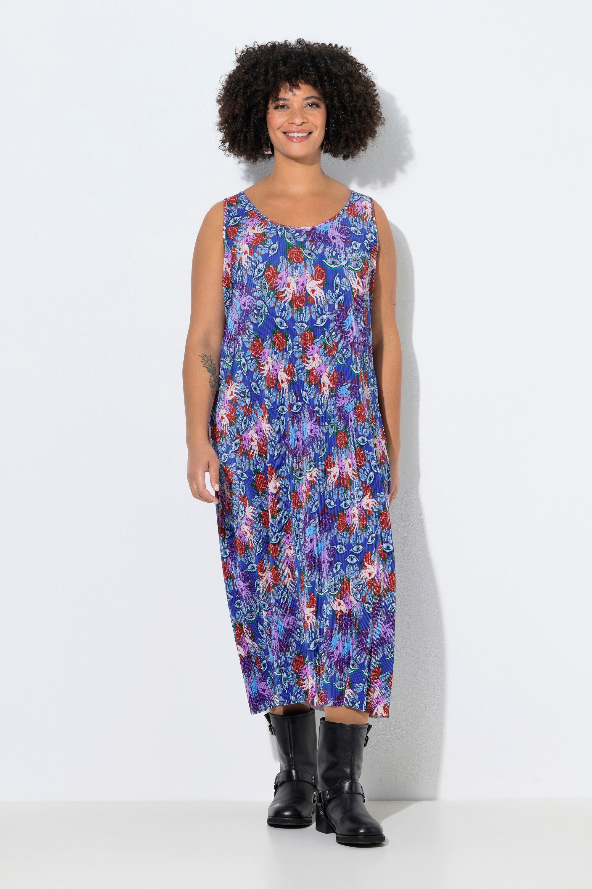 Angel of Style Jerseykleid Plisseekleid ärmellose A-Linie Maxilänge