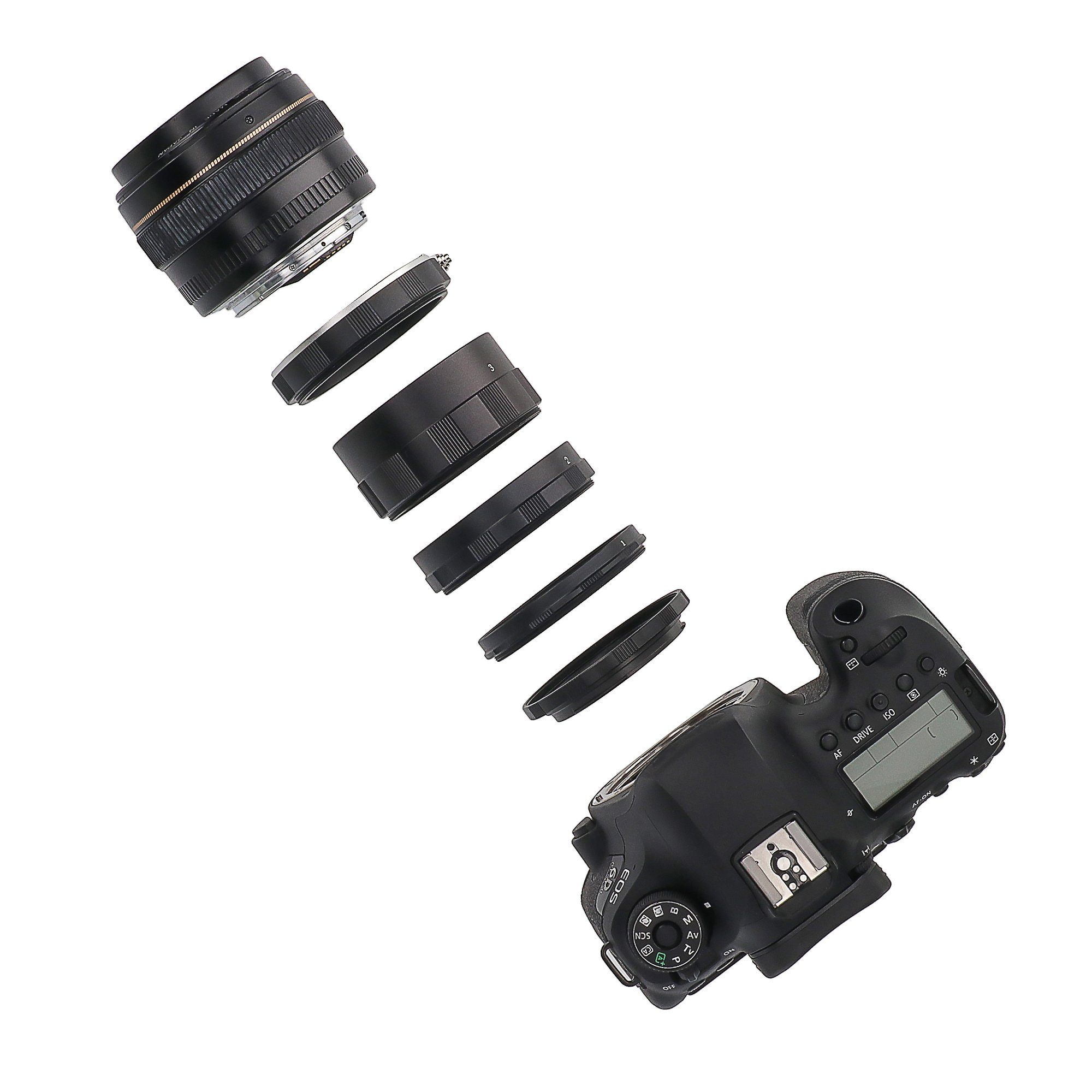 ayex Makro Zwischenringe für Canon EOS DSLR zB R 60D 70D 80 450D 550D 1000D Makroobjektiv