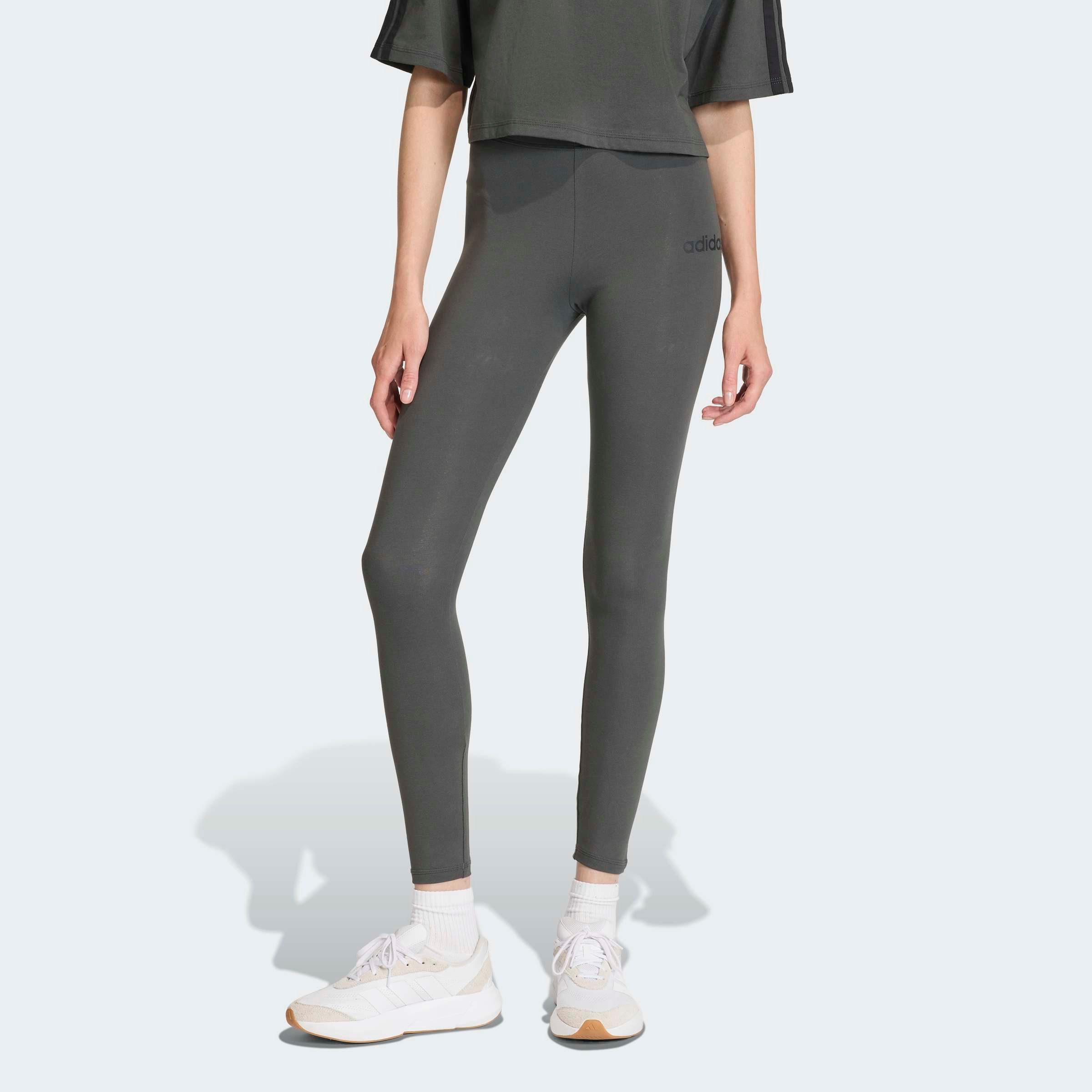 adidas Sportswear Leggings W LIN SJ LEG (1-tlg) aus Baumwollmaterial mit Stretchanteil, hoher Bund, ohne Verschluss