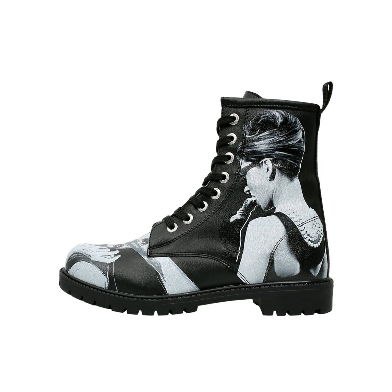 DOGO Long Boots Schnürstiefel Go Back To Being Yourself Black Damen Schnürboots Handgefertigt