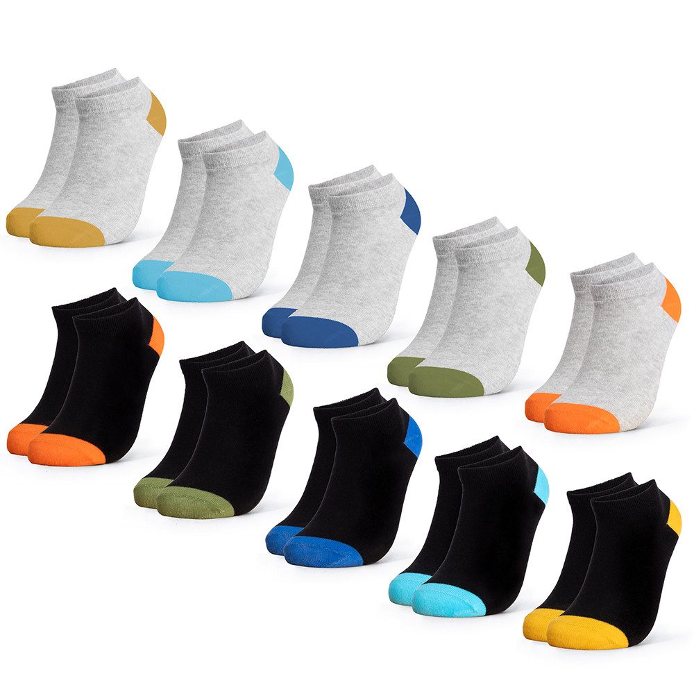 OCCULTO Sneakersocken Mädchen & Jungen Sneaker Socken 10er Pack (Modell: Piccolo) (10-Paar)