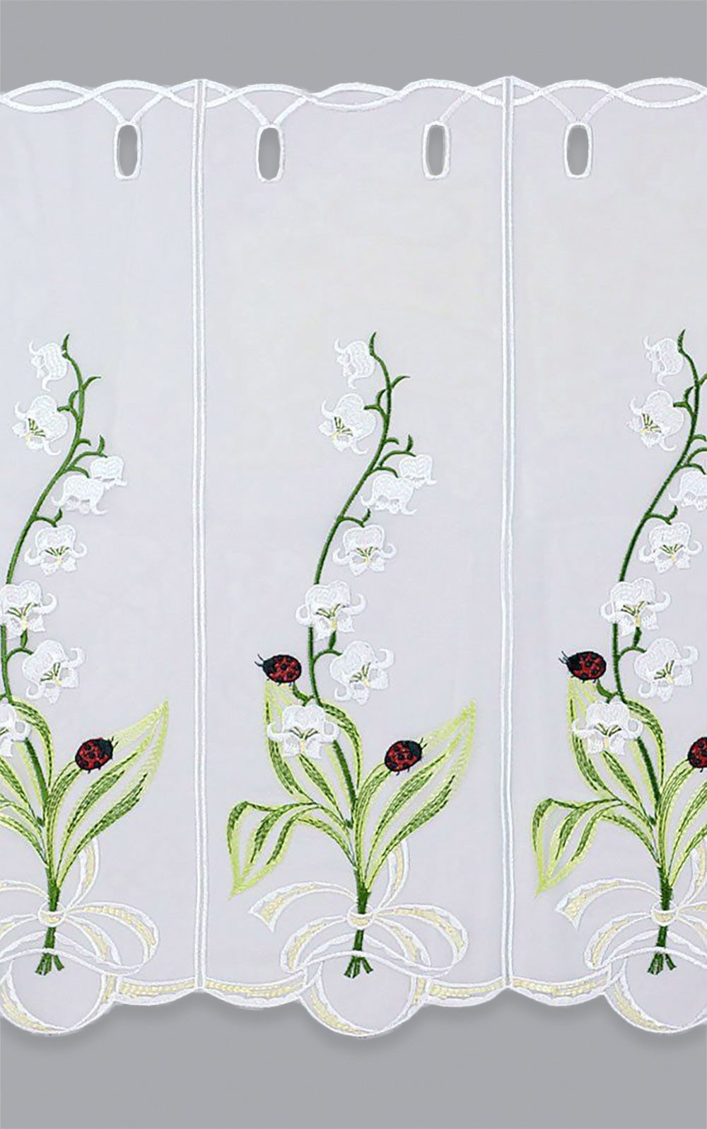 Plauener Spitze® Scheibengardine Maiglöckchenzweig (1 St), transparent, HxB 32x49.5cm