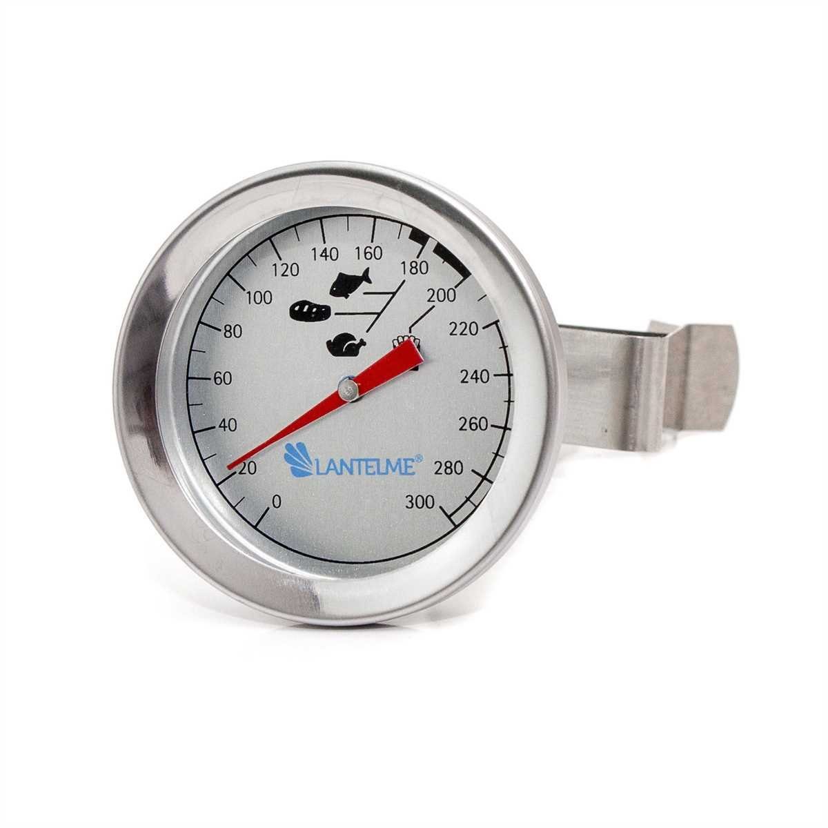 Lantelme Kochthermometer 300°C Thermometer für Fritteuse Frittiertopf zu Öl Temperaturmessung, 1-tlg., Aus Edelstahl mit 13cm Sonde mit Clip, Analog, auch für Frittieren in Pfanne, Topf und Eichkochen
