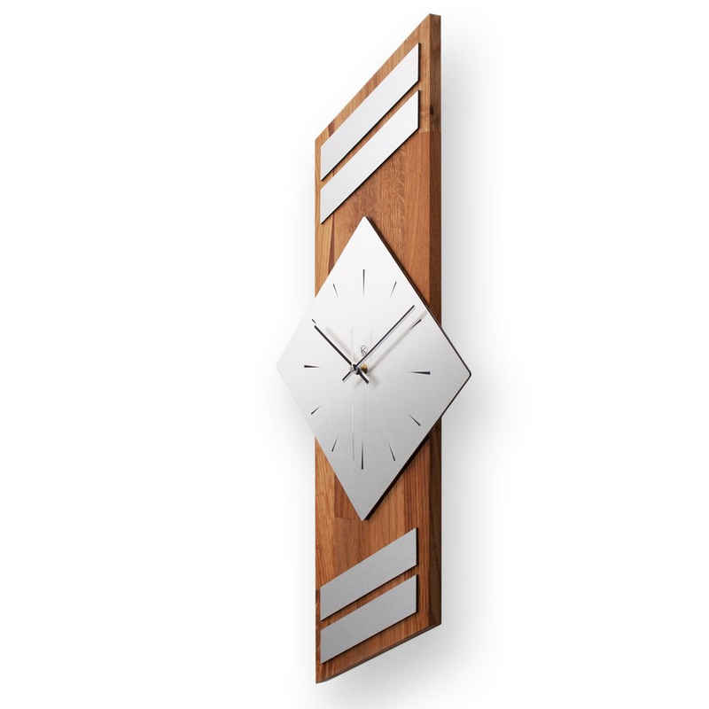 Kreative Feder Wanduhr Designer-Wanduhr aus hochwertigem Massivholz (ohne Ticken; Funk- oder Quarzuhrwerk; elegant, außergewöhnlich, modern)