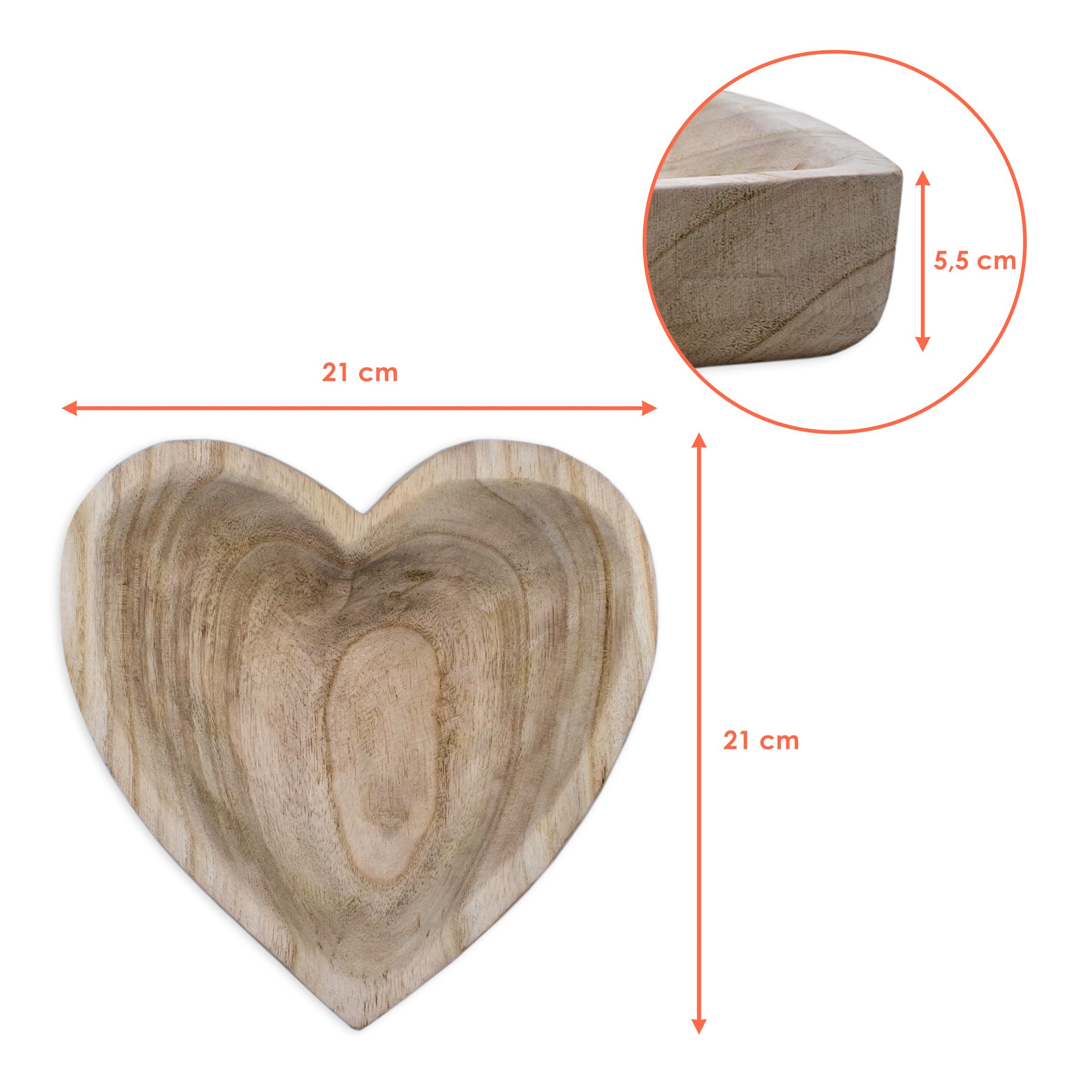 Spetebo Dekoschale Holz Dekoschale Herz natur - 21 cm (Stück, 1 St., Holzsc günstig online kaufen