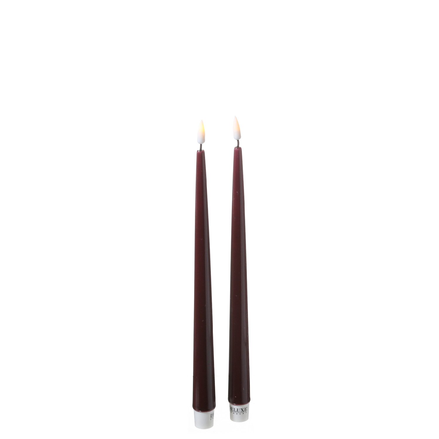 Deluxe Homeart LED-Kerze LED Stabkerzen ELLA Deluxe Tafelkerze flackernd H: 28cm weinrot 2St., LED Classic, warmweiß (2100K bis 3000K)